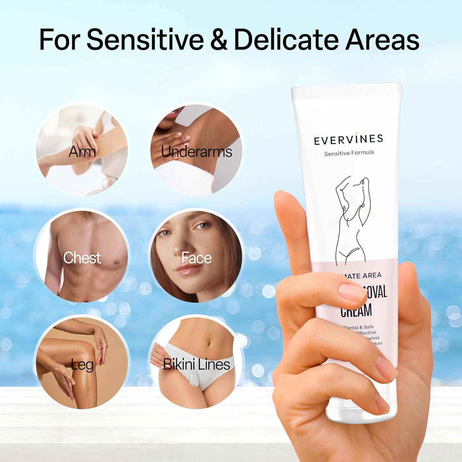 Hair Removal Cream for Women: Bikini Pubic & Intimate Areas Legs Arms Underarms - Fast Gentle Painless Depilatory with Scraper for Sensitive Skin at Home or Travel (4.2oz)