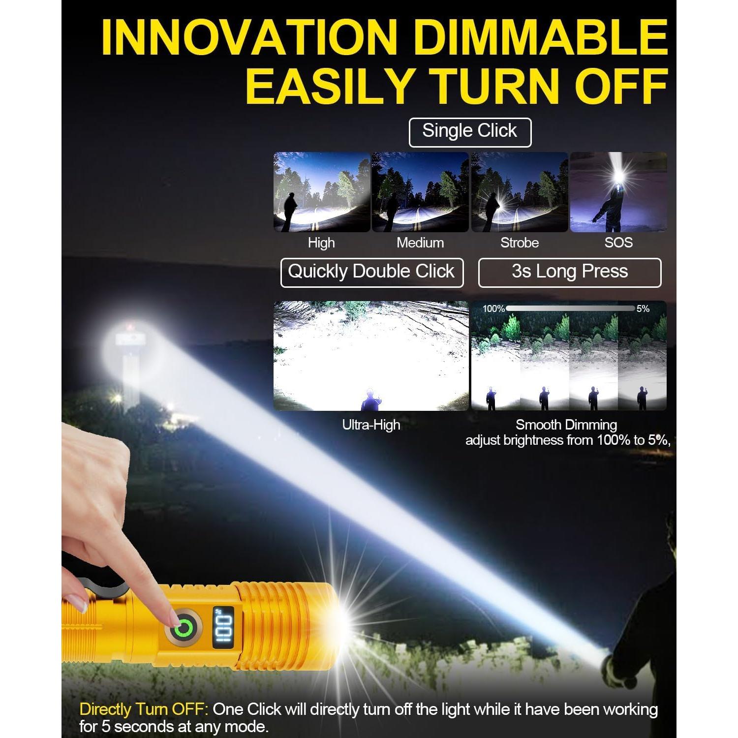 Linterna Recargable LED Spriak K2301 Oro 1000m Impermeable