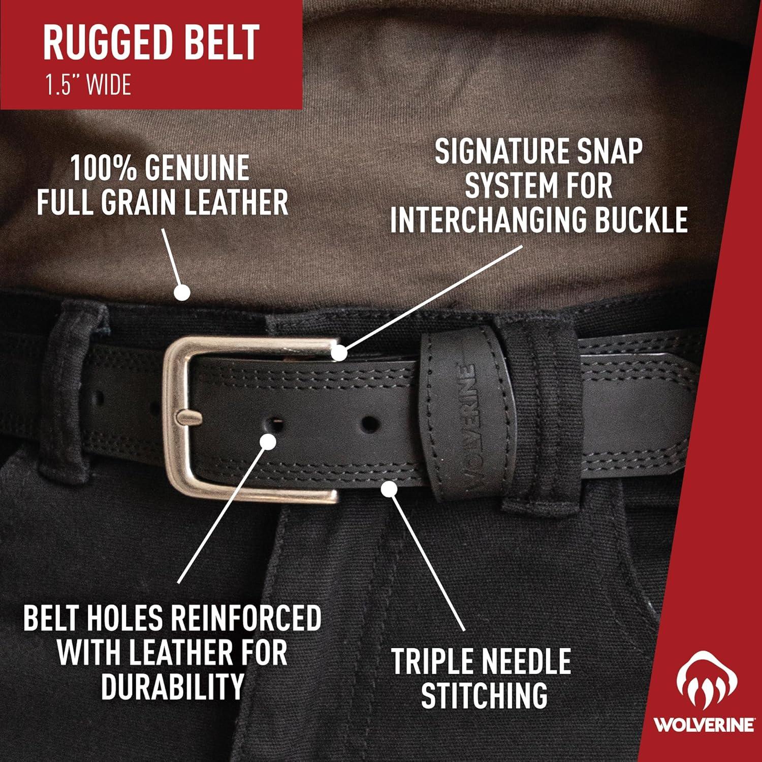 Cinturón de Trabajo Wolverine 36 cm Cuero Robusto Marrón