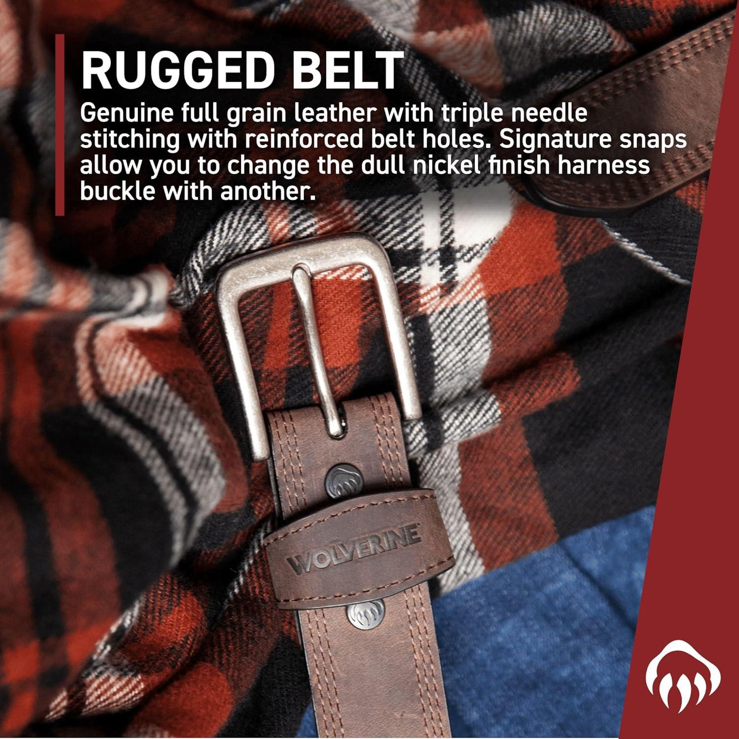 Cinturón de Trabajo Wolverine 36 cm Cuero Robusto Marrón