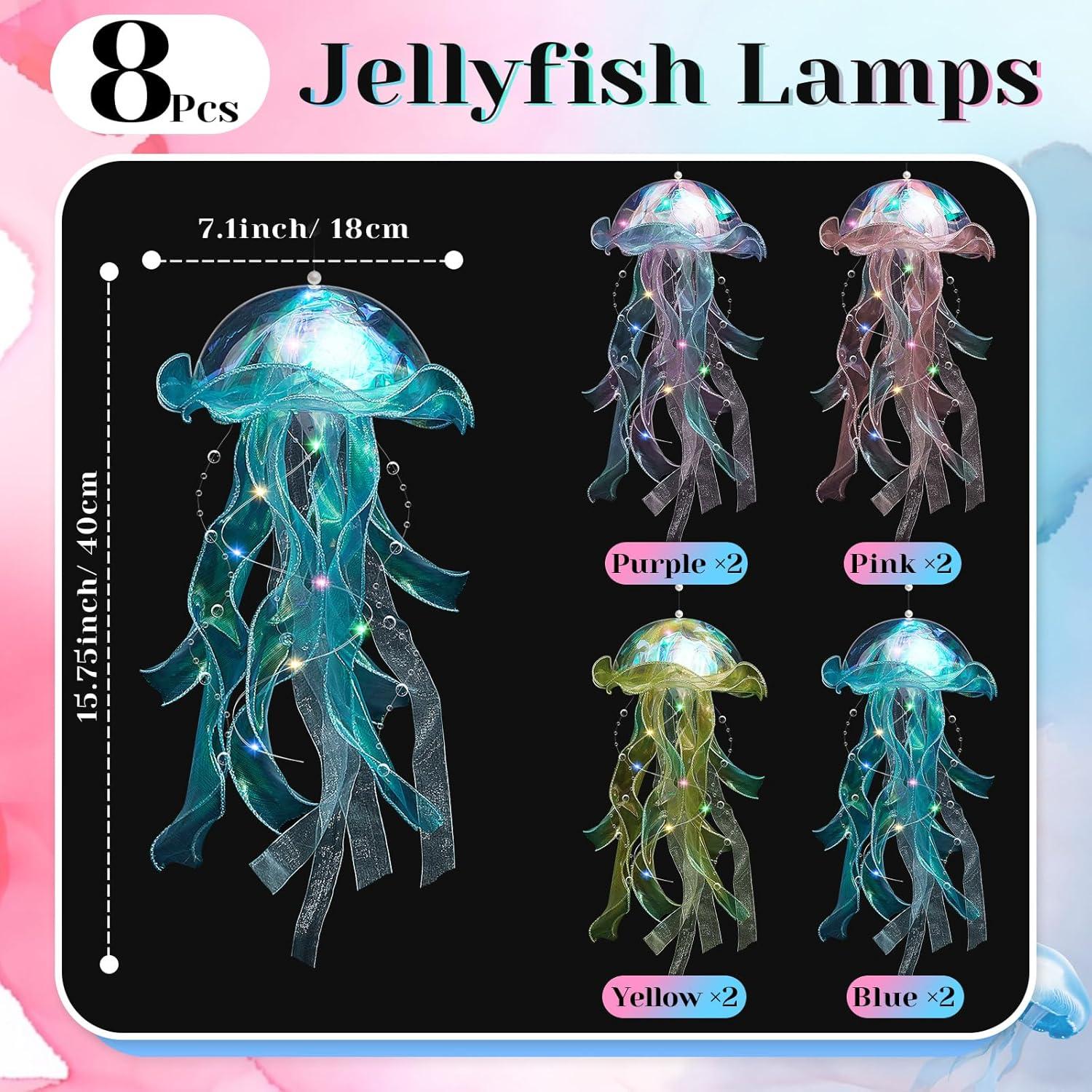 8 Lámparas Colgantes de Medusa LED Rossesay 18cm Decoración