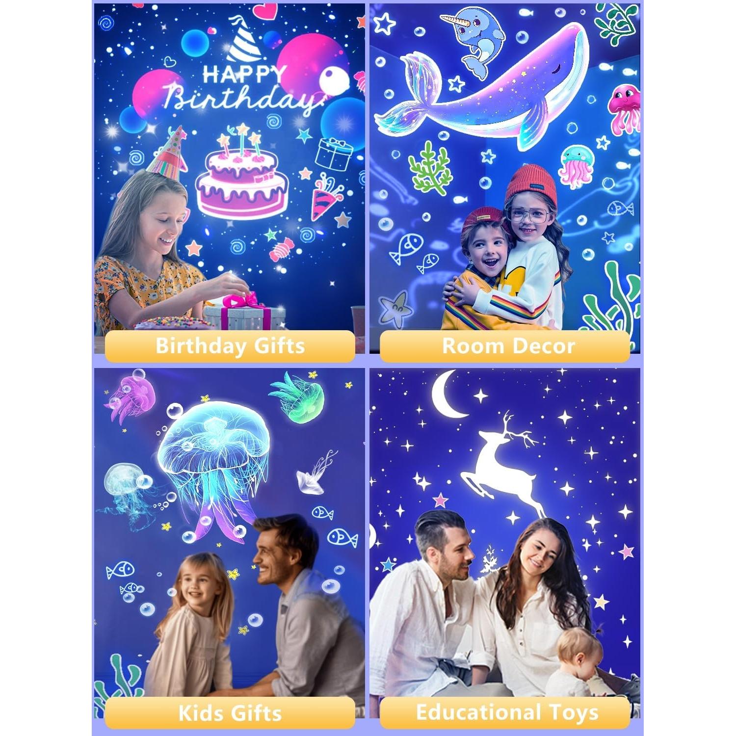 Proyector de Estrellas YOUKELA con 21 Películas y Luz Nocturna