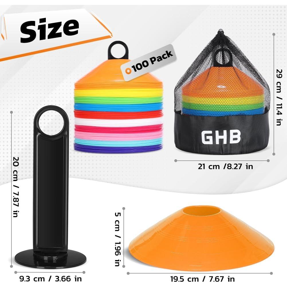 Conos de Fútbol GHB 50/100 Unidades Entrenamiento Agilidad