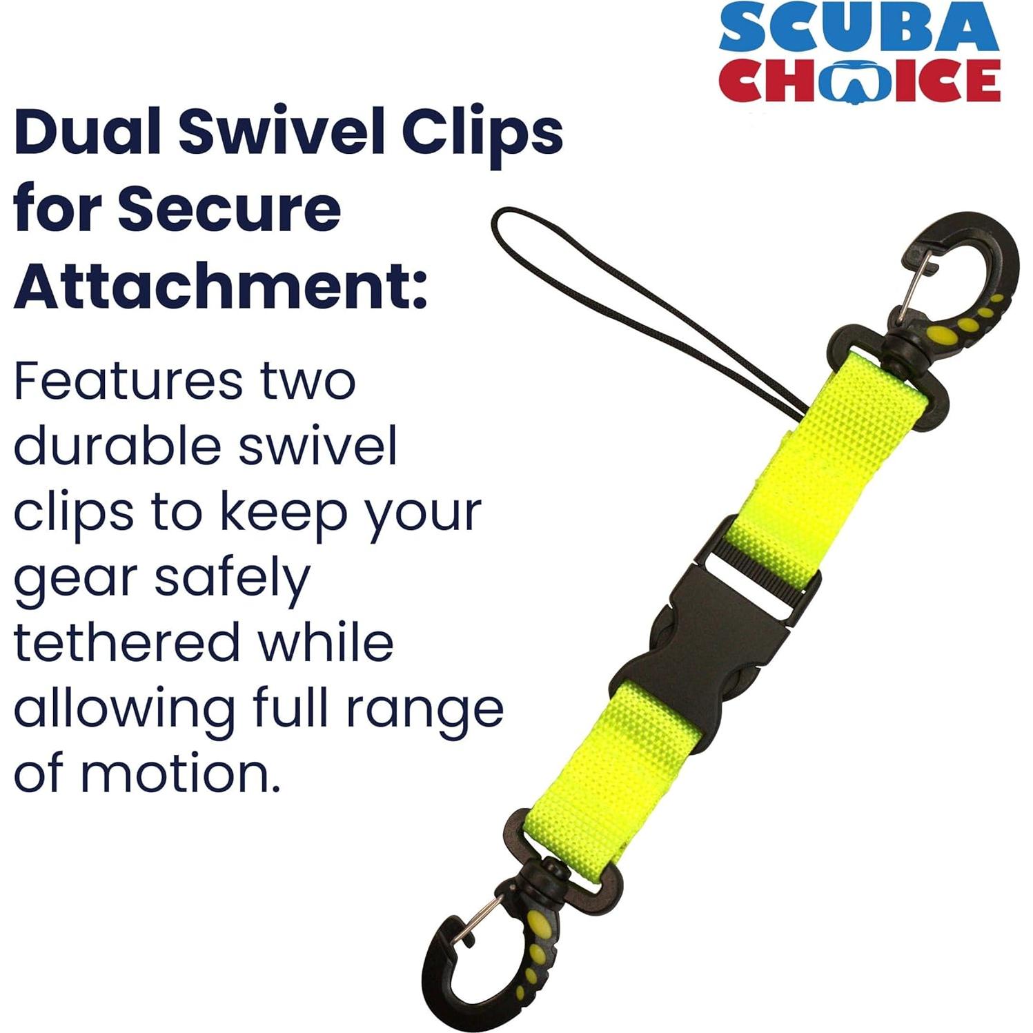 Lanyard de Buceo Scuba Choice Amarillo con Clips Dobles