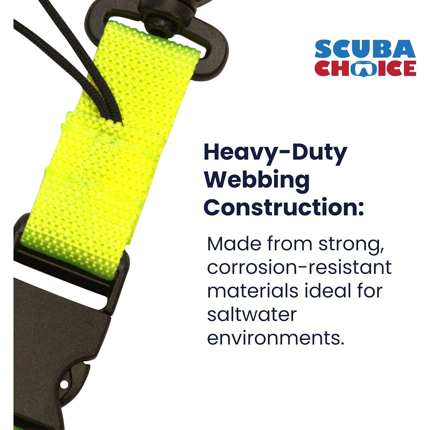 Lanyard de Buceo Scuba Choice Amarillo con Clips Dobles