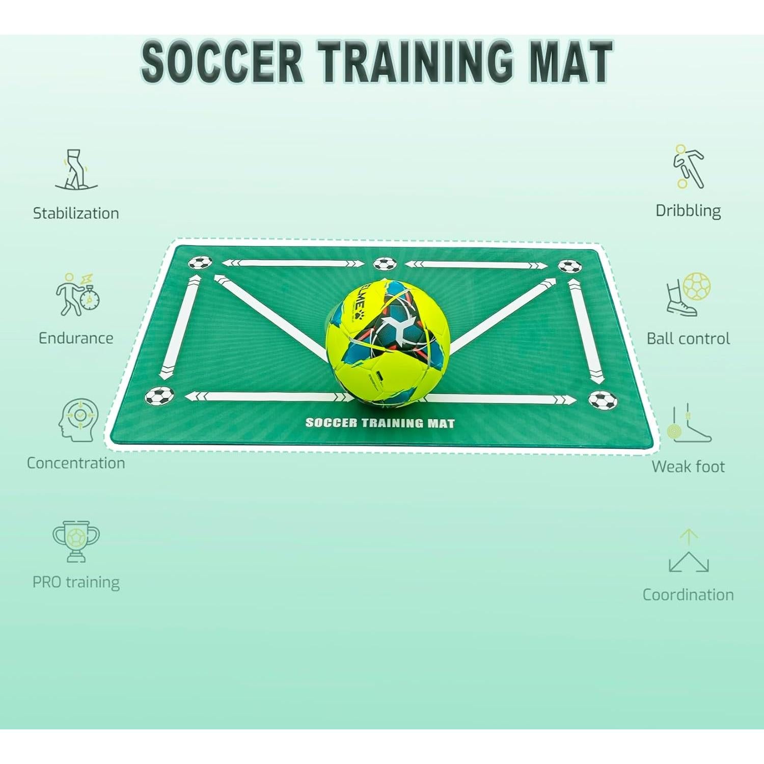 Alfombra de Entrenamiento de Fútbol Pepoivn 90x60cm Antideslizante