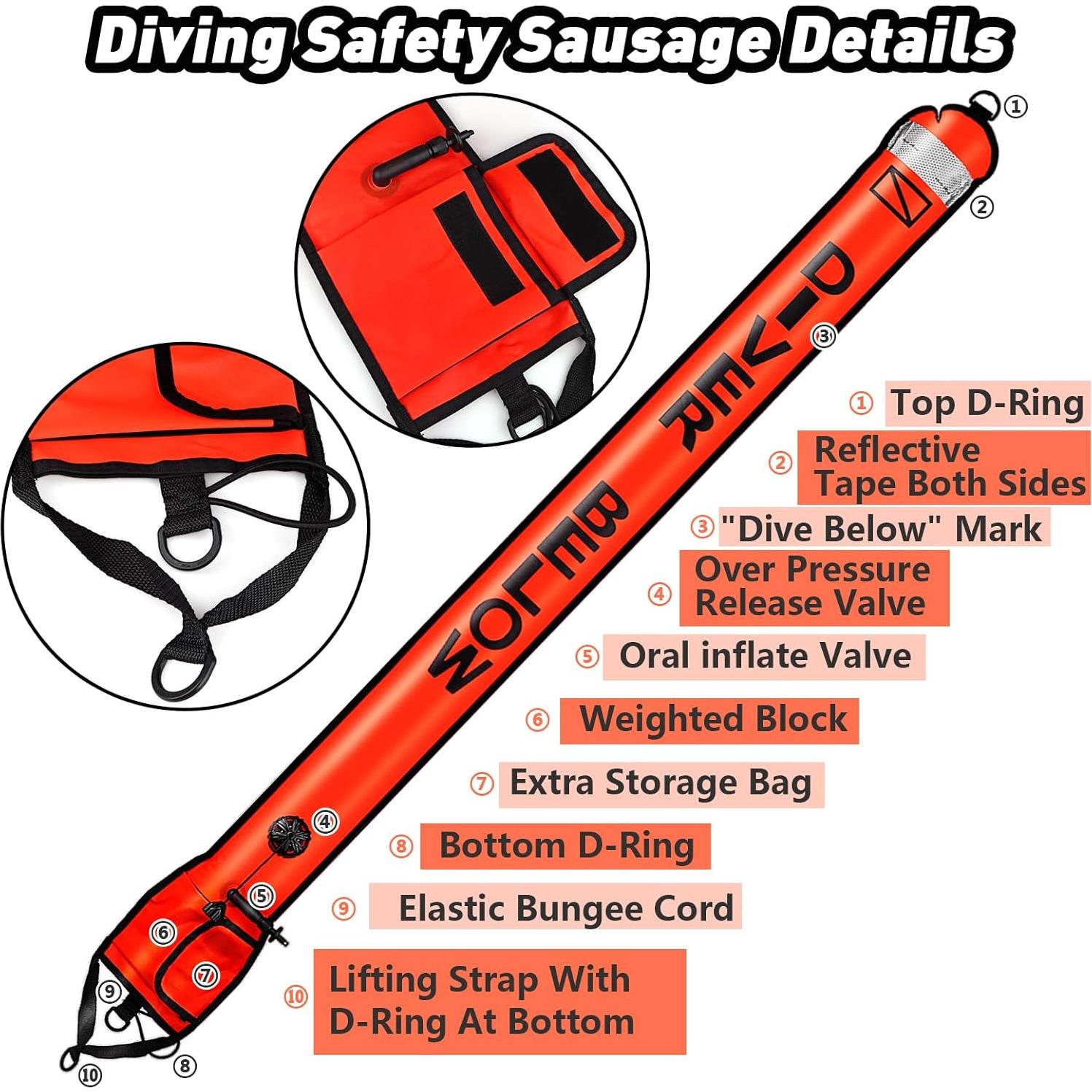 Boya de Marcado de Superficie Dving 5FT + Carrete 30M