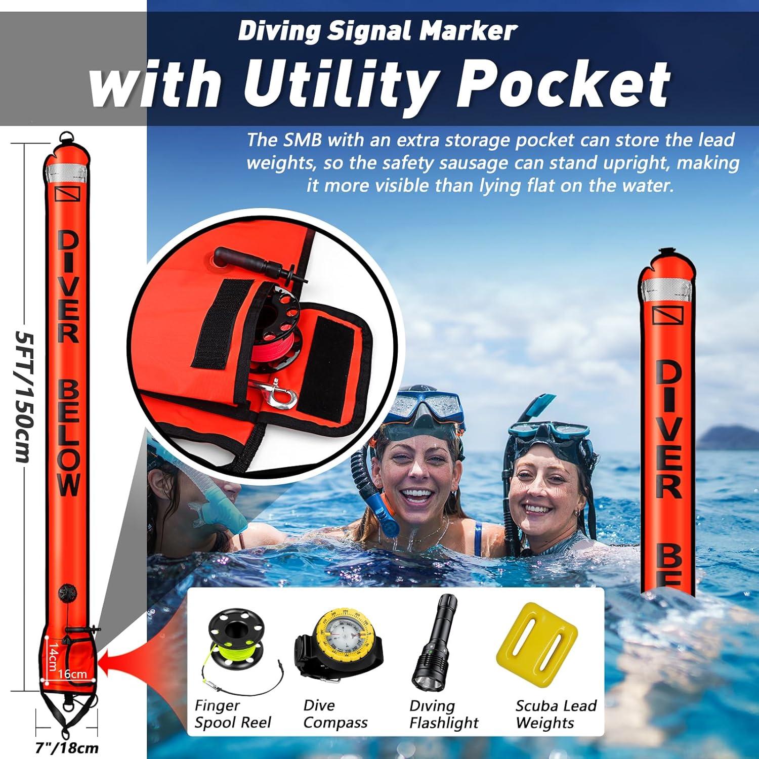 Boya de Marcado de Superficie Dving 5FT + Carrete 30M