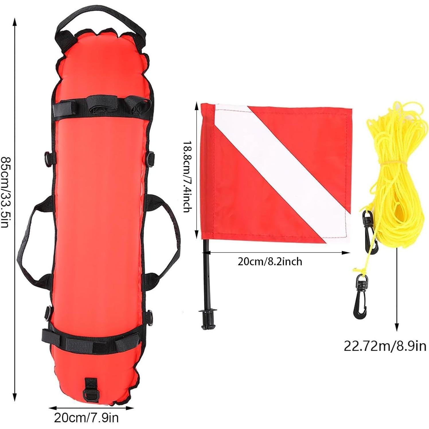 Boya de Inflación OUKENS con Bandera de Buceo 85x20cm