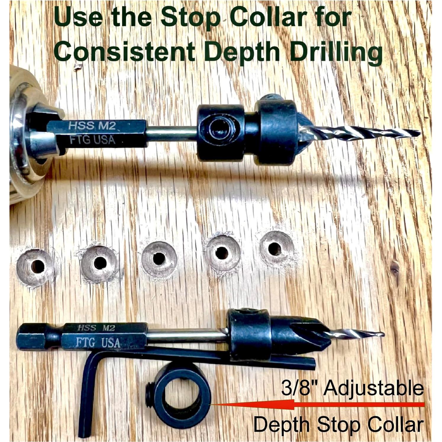 Conjunto de Brocas Avellanadoras FTG USA #4 Ajustable para Madera