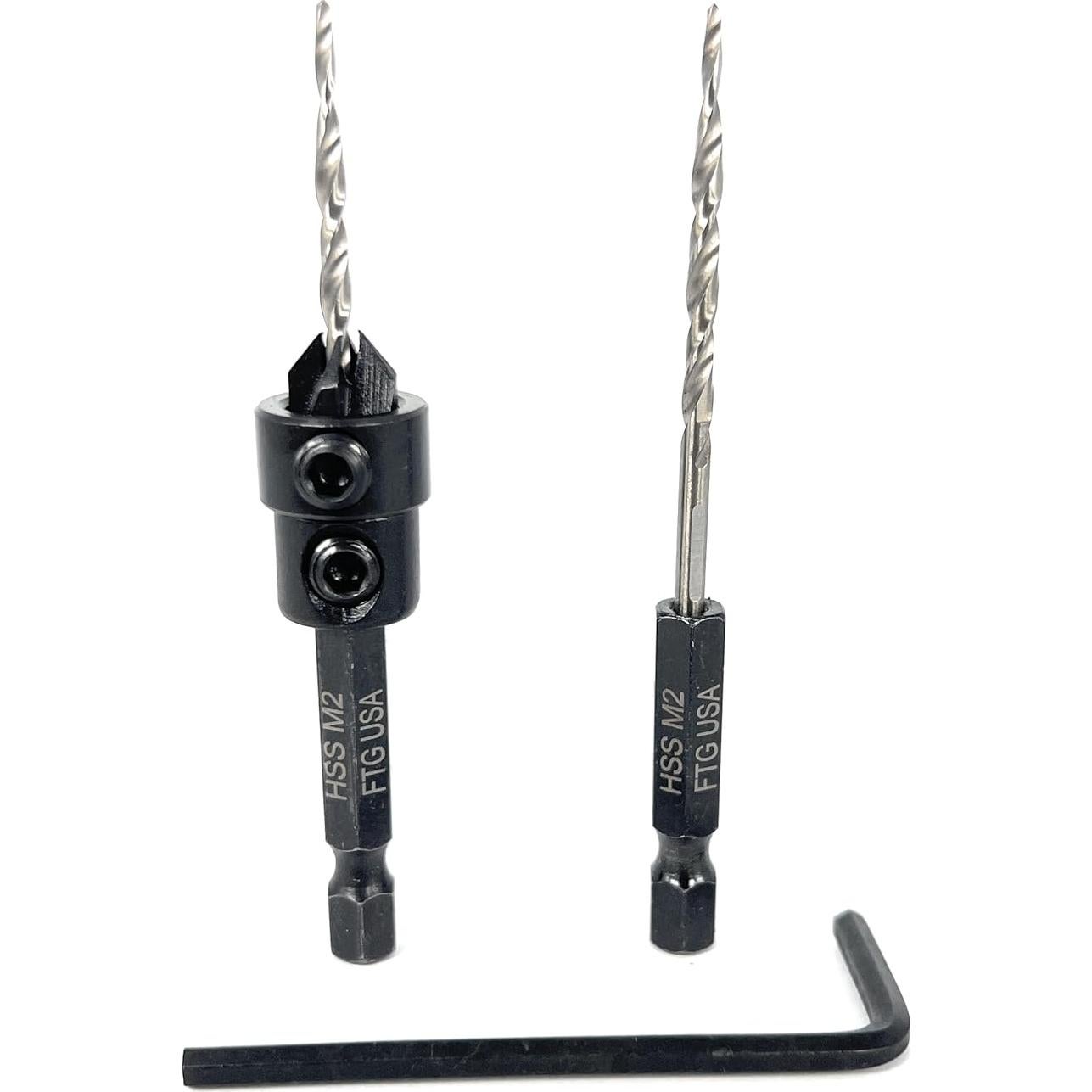 Conjunto de Brocas Avellanadoras FTG USA #4 Ajustable para Madera