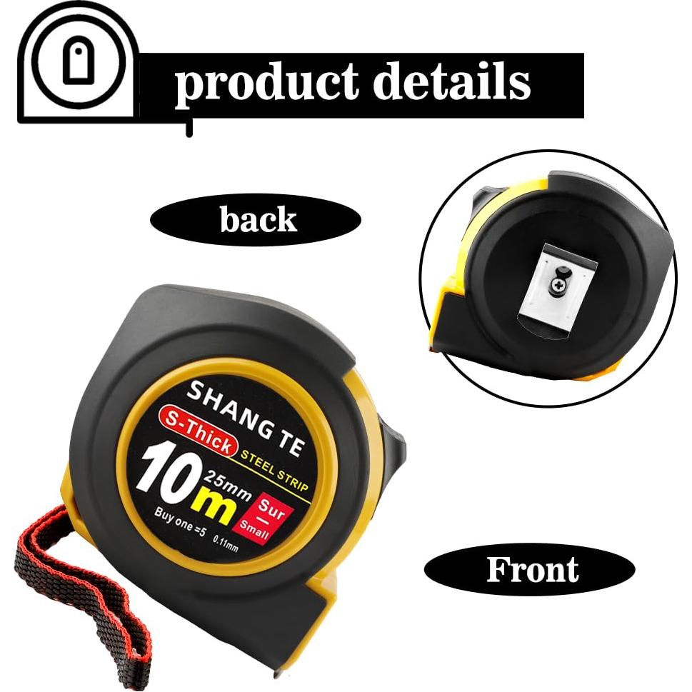 Cinta Métrica Retráctil Yicelerate 10 m con Bloqueo Manual