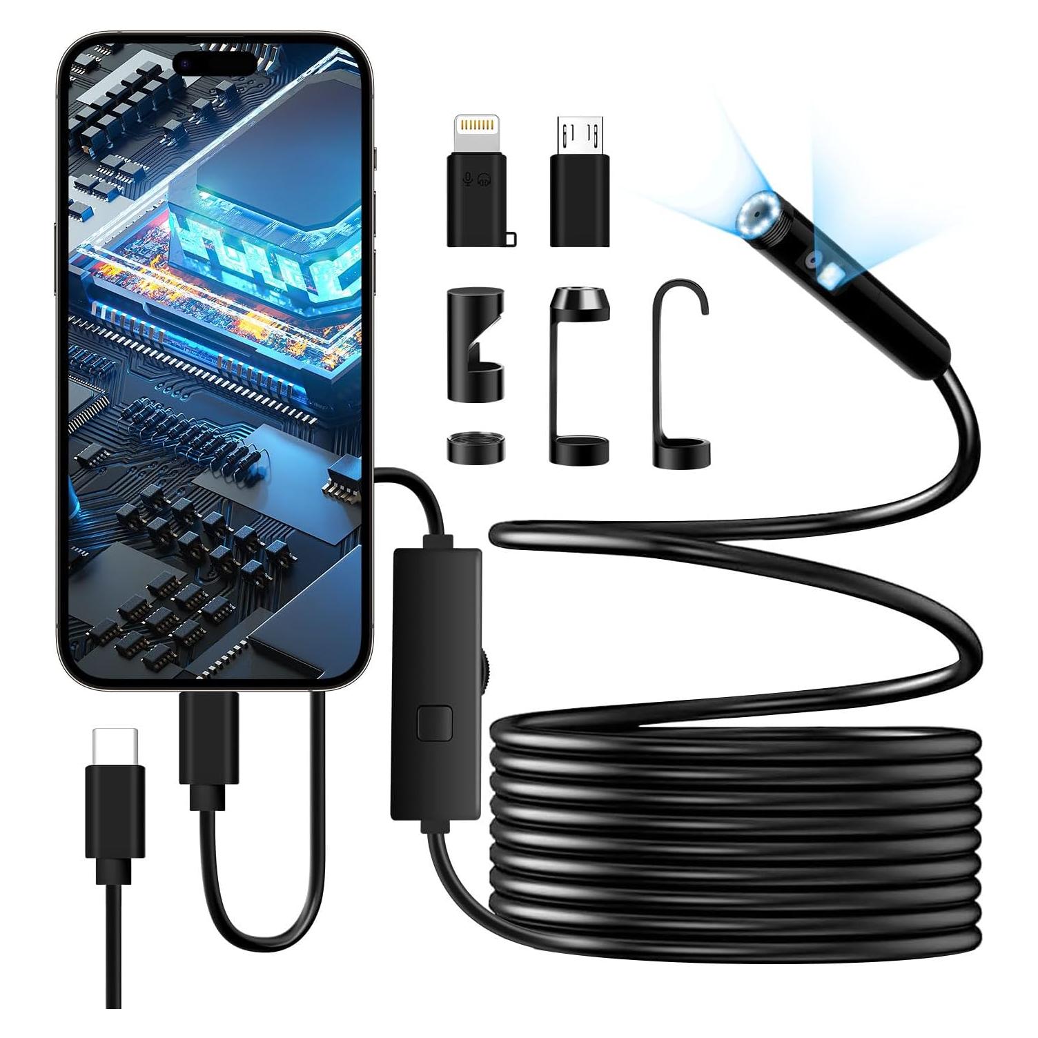 Cámara Endoscópica Doble Lente Pipirich 1920P HD 5.03m IP67