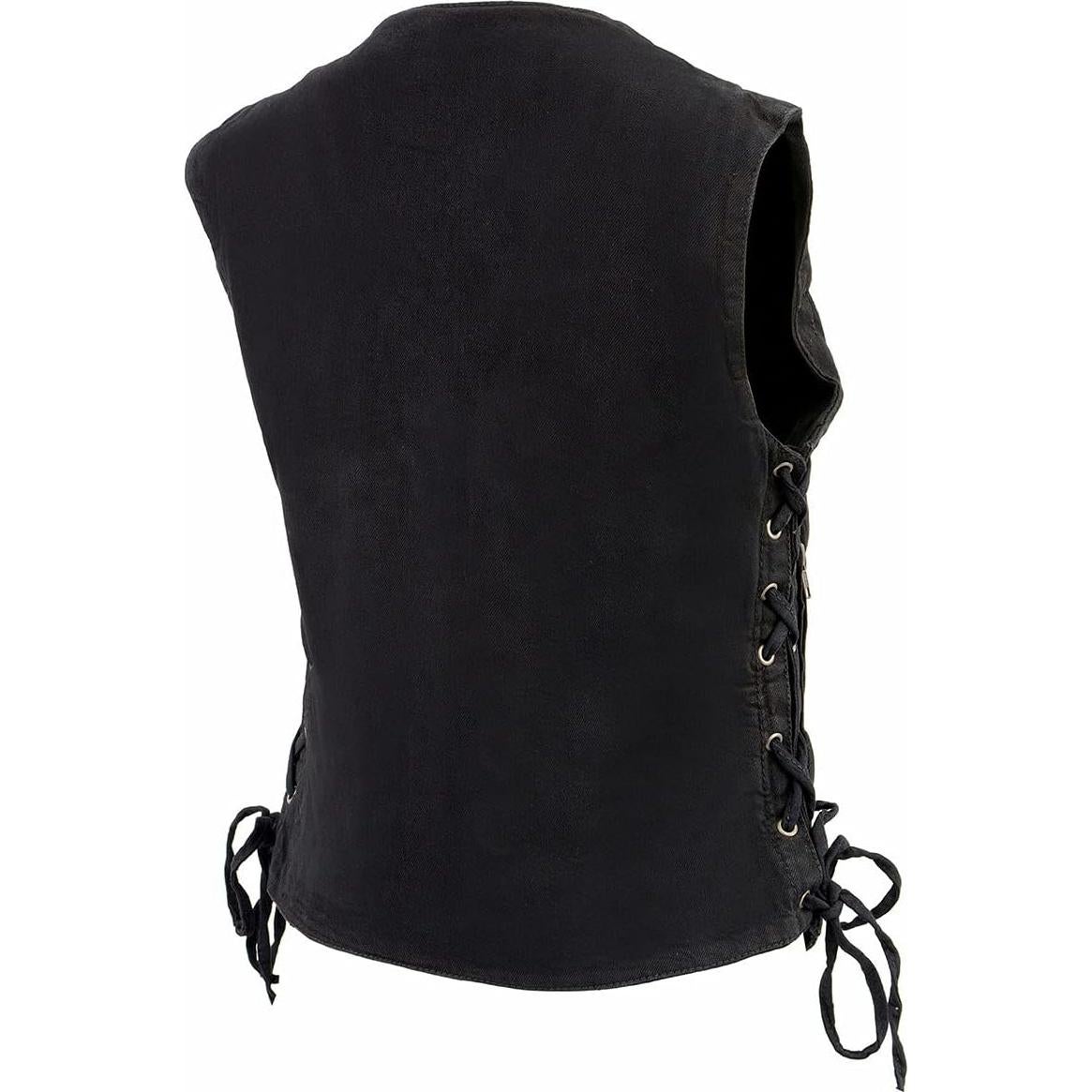 Chaleco de mezclilla negro Milwaukee Leather MDL4020 6 bolsillos