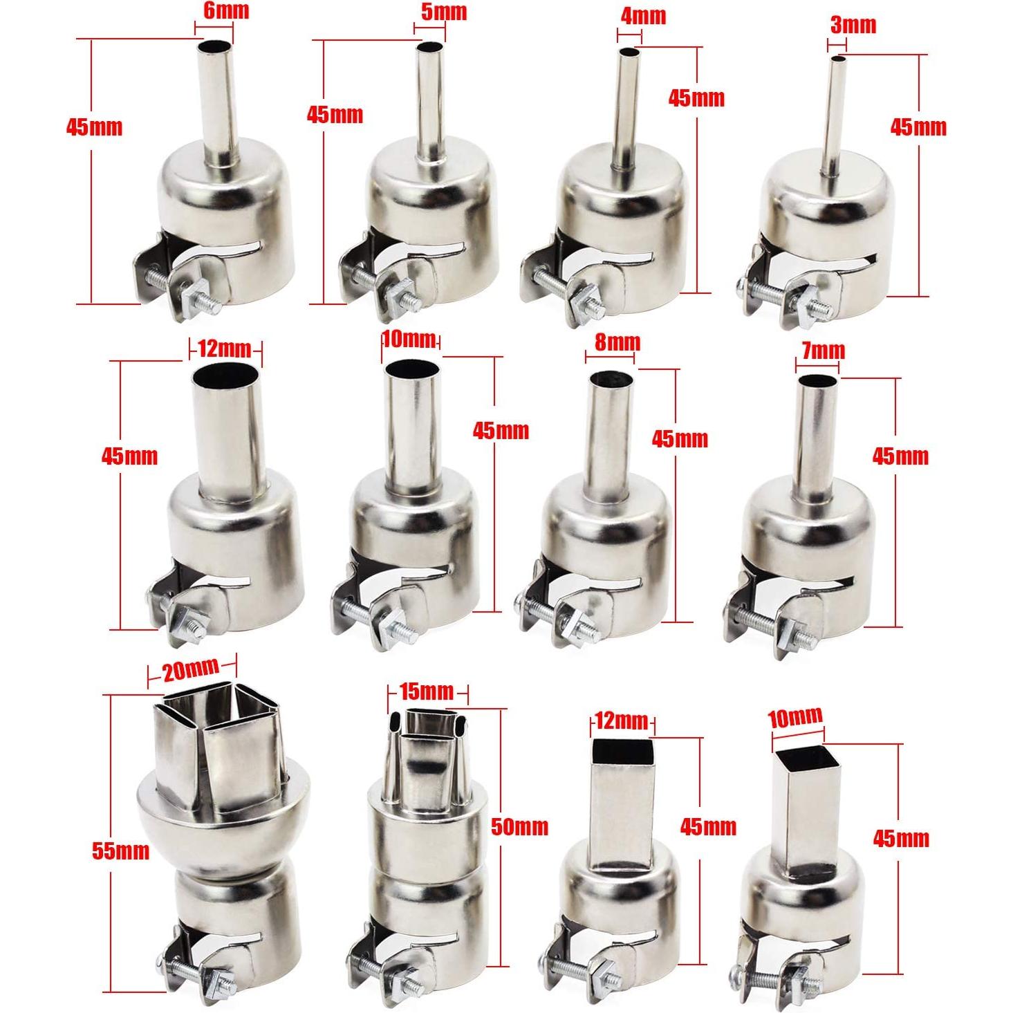 Kit de Boquillas para Pistola de Calor OCR 12PCS Acero Inoxidable