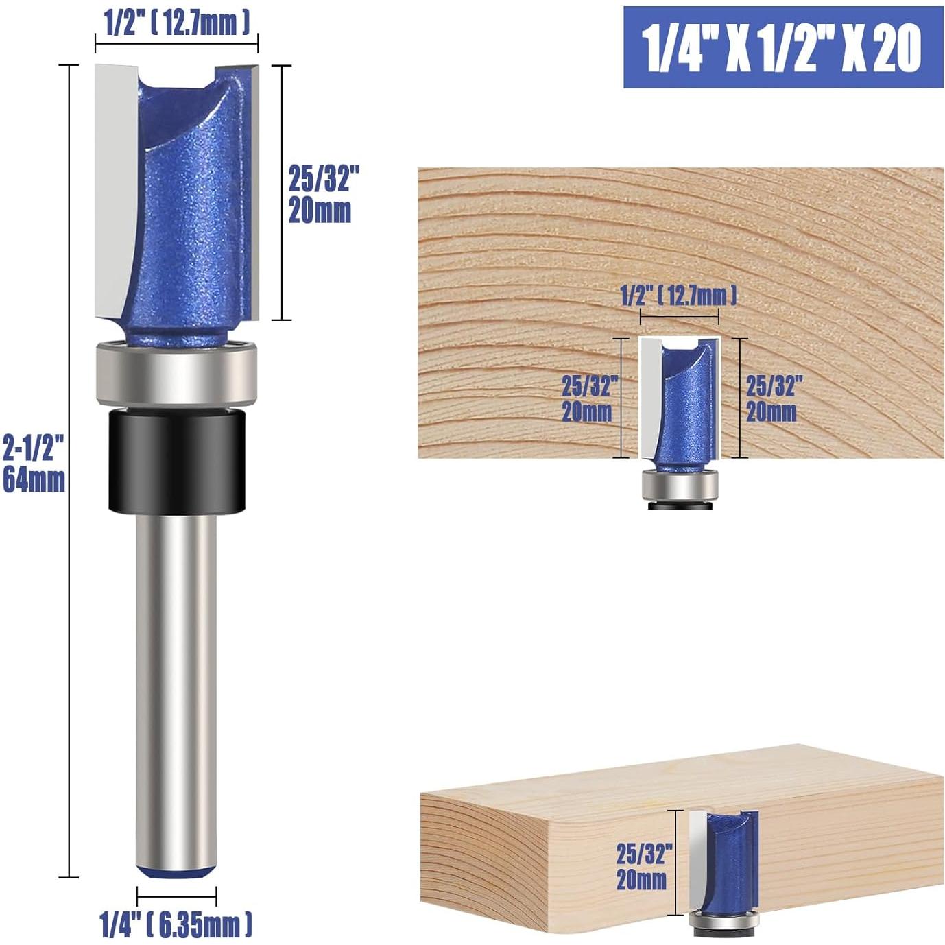 Juego de Brocas de Rebaje Vearter 4PCS 12.7mm con Guía