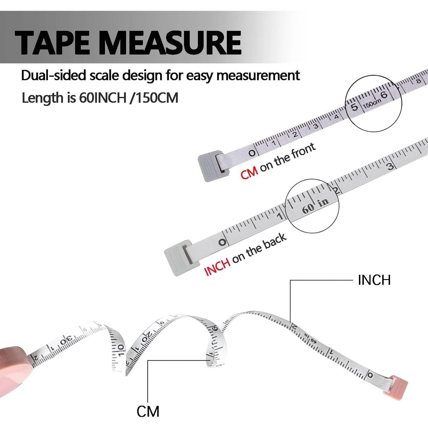 Paquete de 3 Cintas Métricas Retráctiles Doble Cara 1.5m