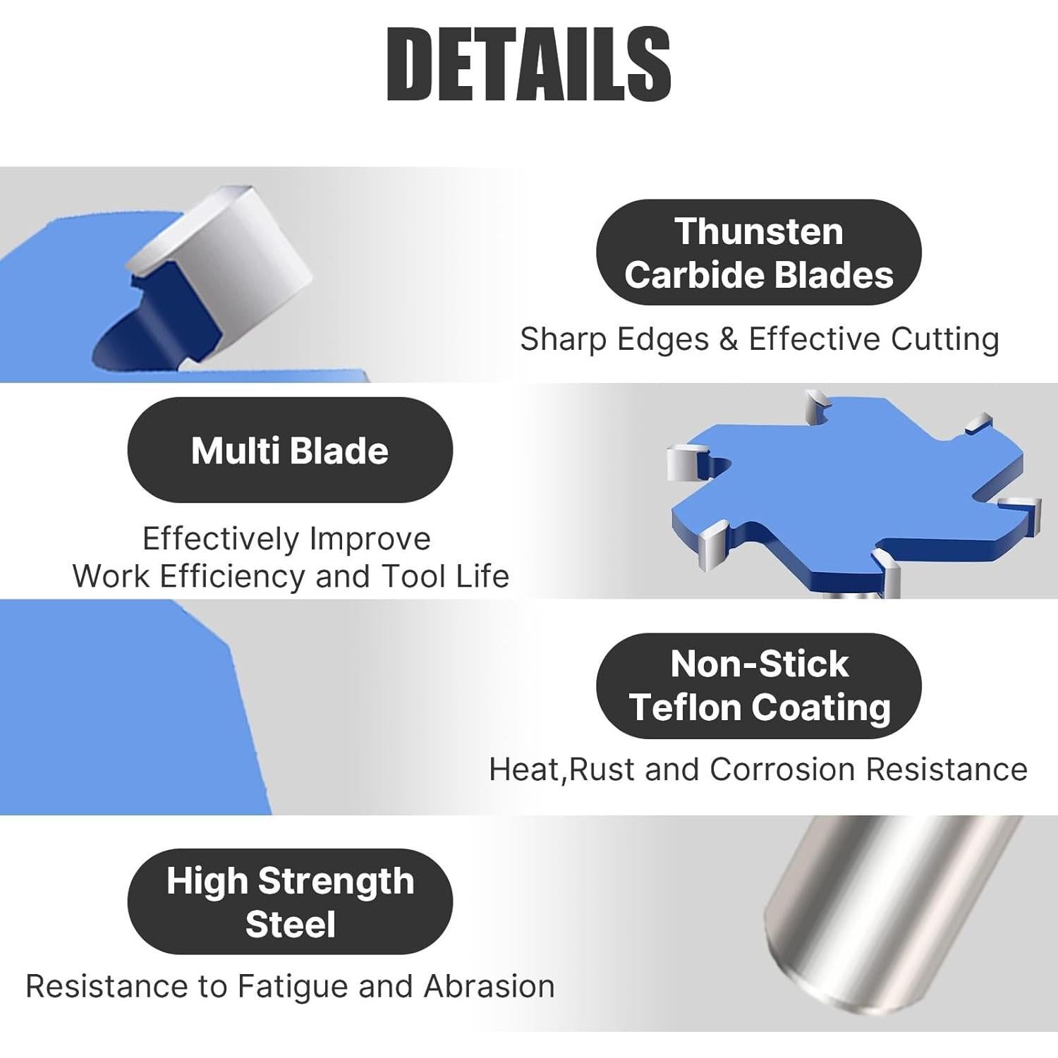 Cortador de Ranuras Vearter 65mm Carburo 6 Alas para Router