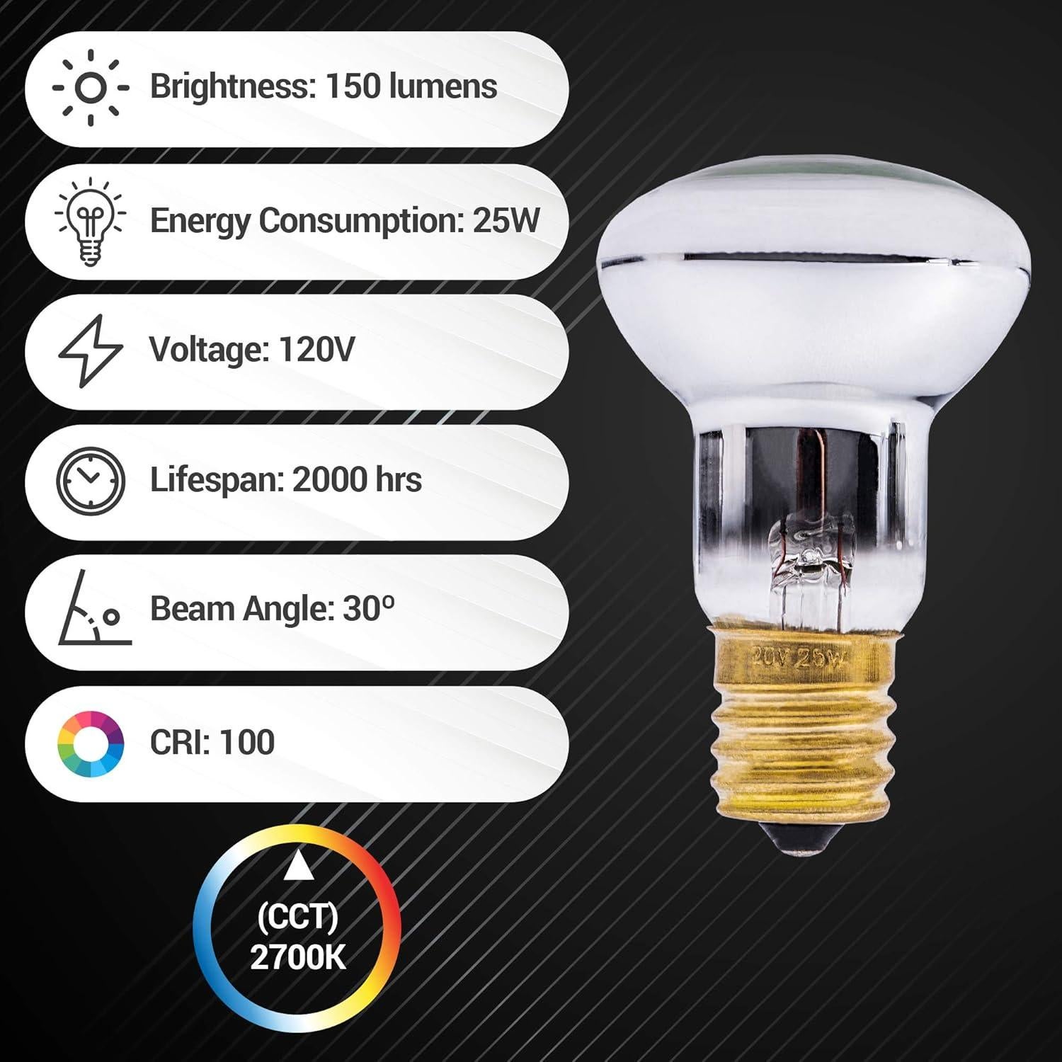 Bombillas Lava R39 E17 25W BlueStars Paquete de 4 Regulables