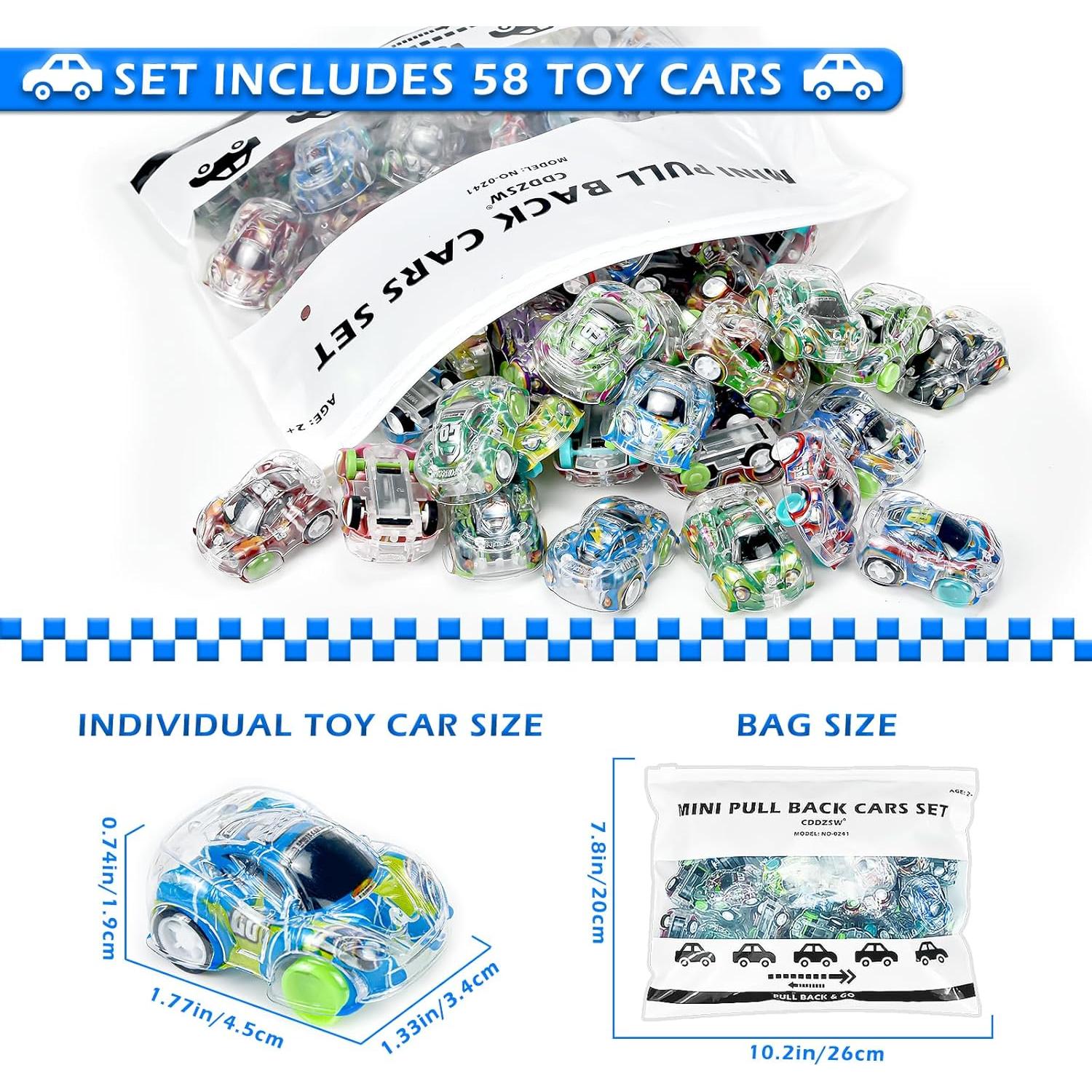 Juego de 58 Mini Coches de Retroceso CDDZSW para Niños 2+