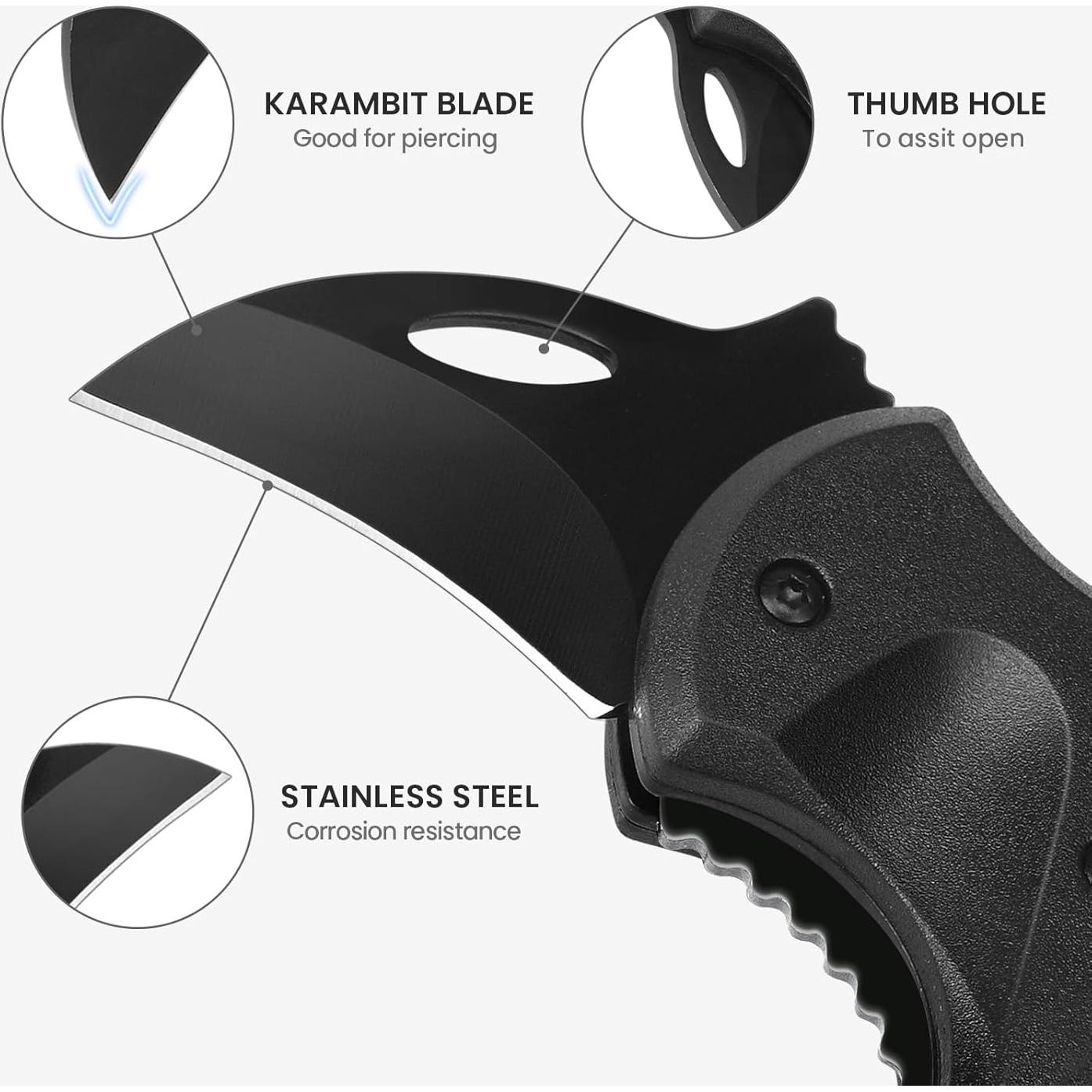 Cuchillo de Bolsillo FUNBRO Plegable 3.40 cm Negro EDC