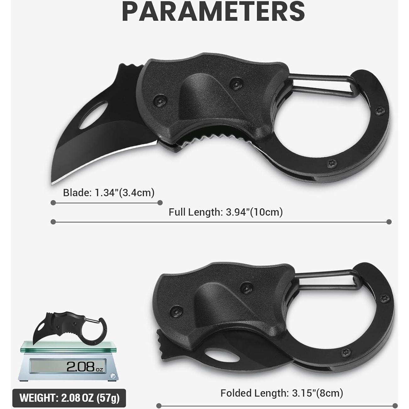 Cuchillo de Bolsillo FUNBRO Plegable 3.40 cm Negro EDC