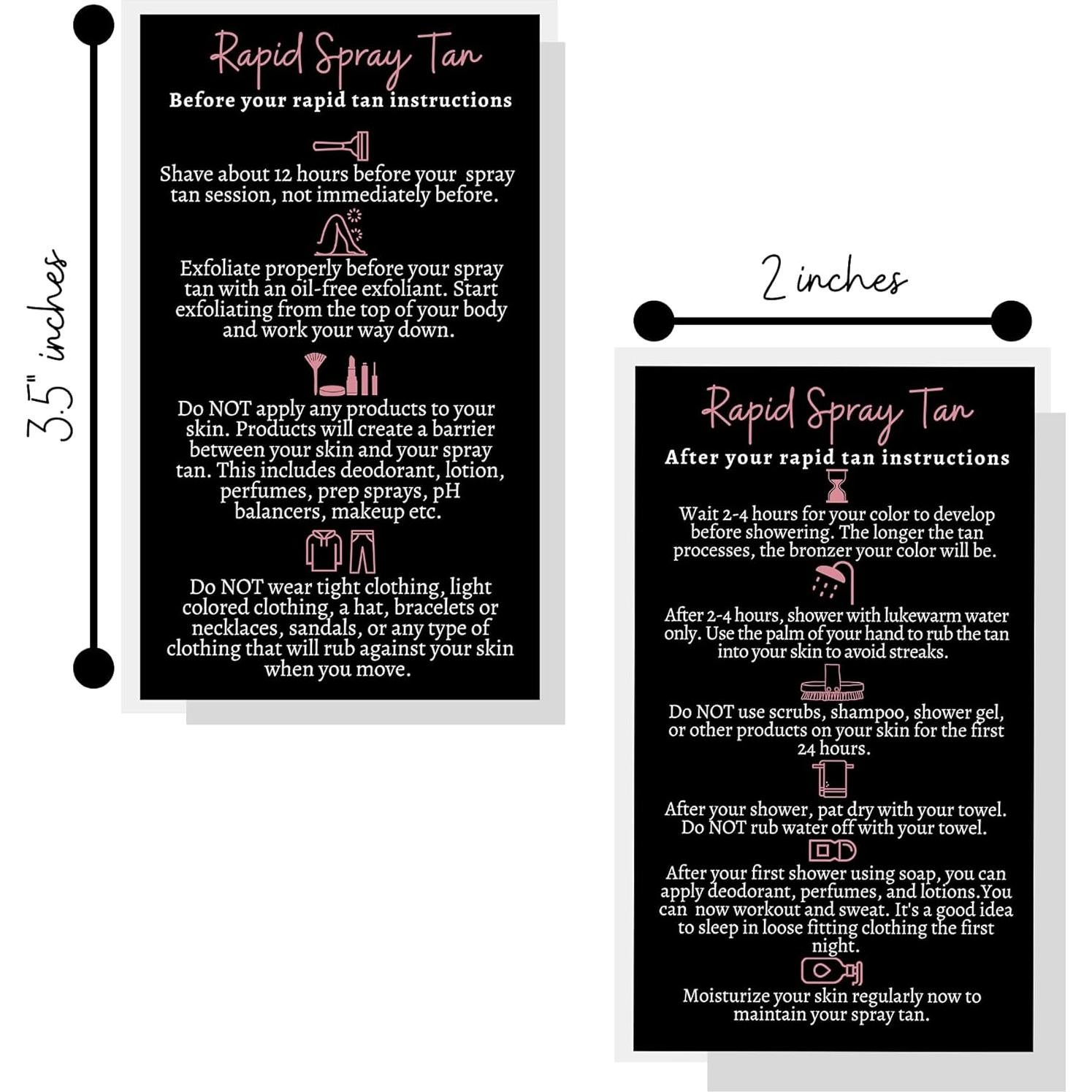 Tarjetas Instrucciones Cuidado Bronceado Boutique 50 Unidades