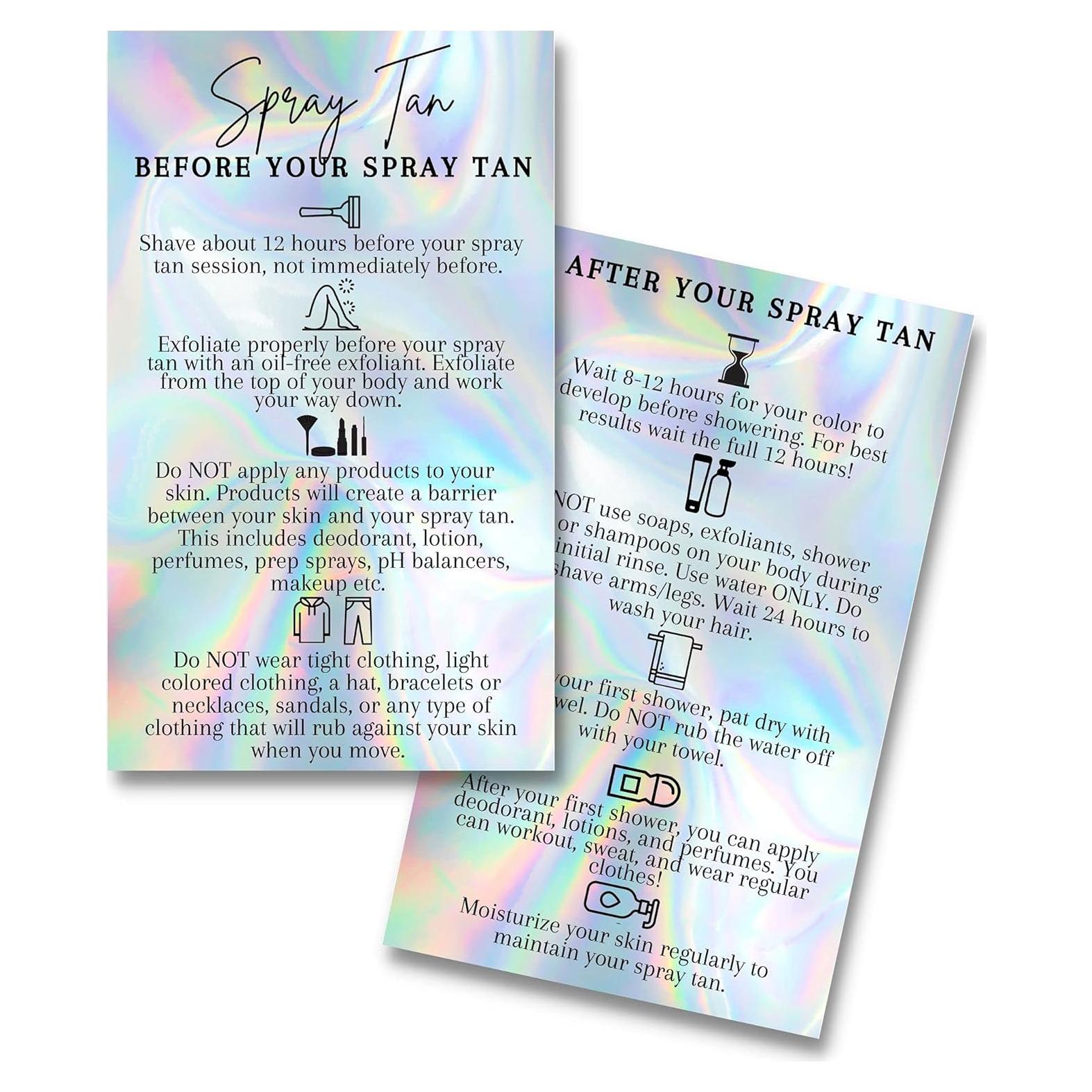 Tarjetas Instrucciones Bronceado Spray Lashicorn 50 Unidades