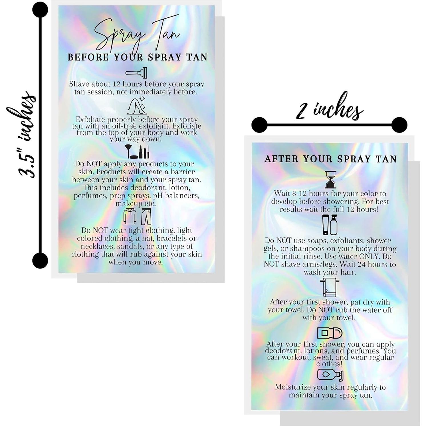 Tarjetas Instrucciones Bronceado Spray Lashicorn 50 Unidades