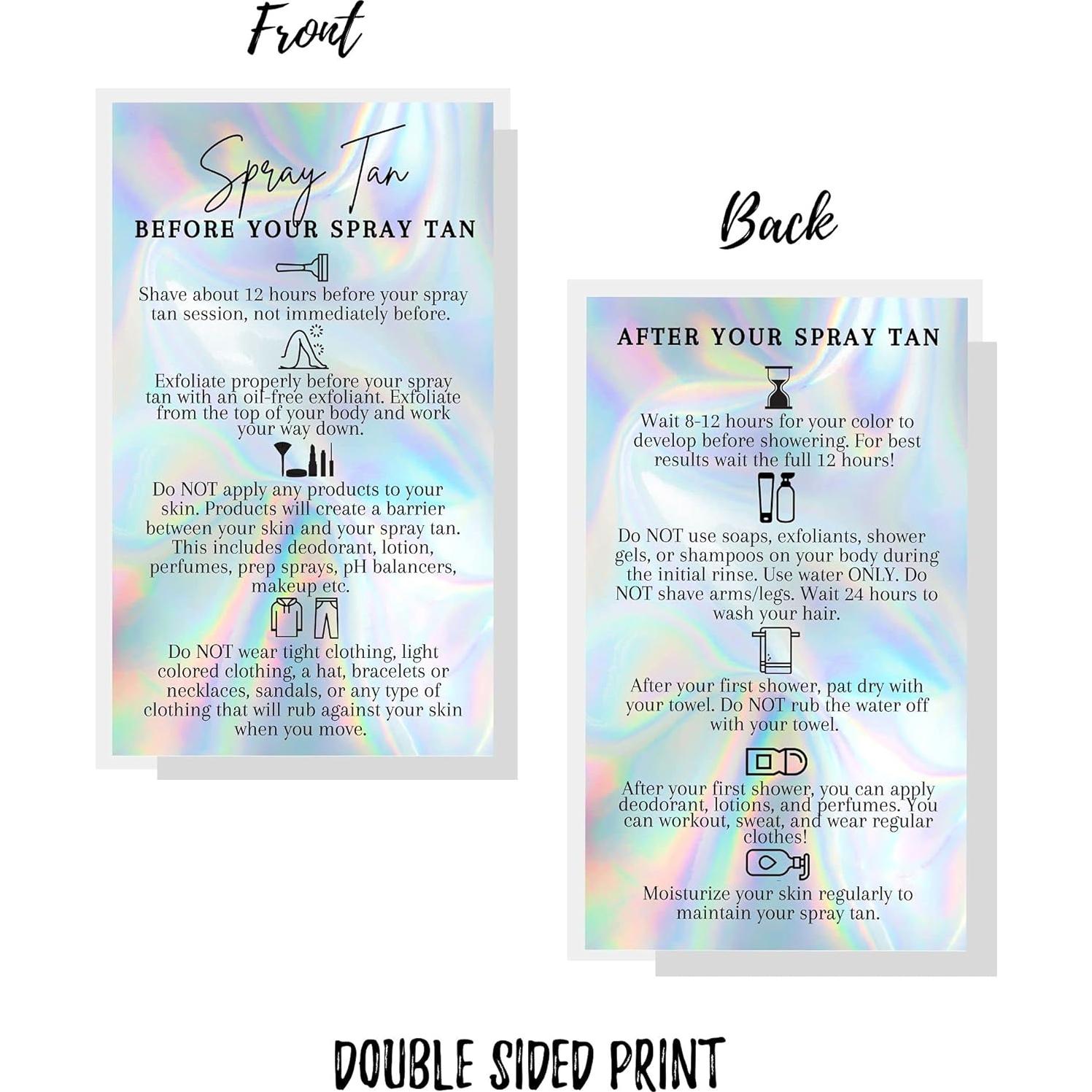 Tarjetas Instrucciones Bronceado Spray Lashicorn 50 Unidades