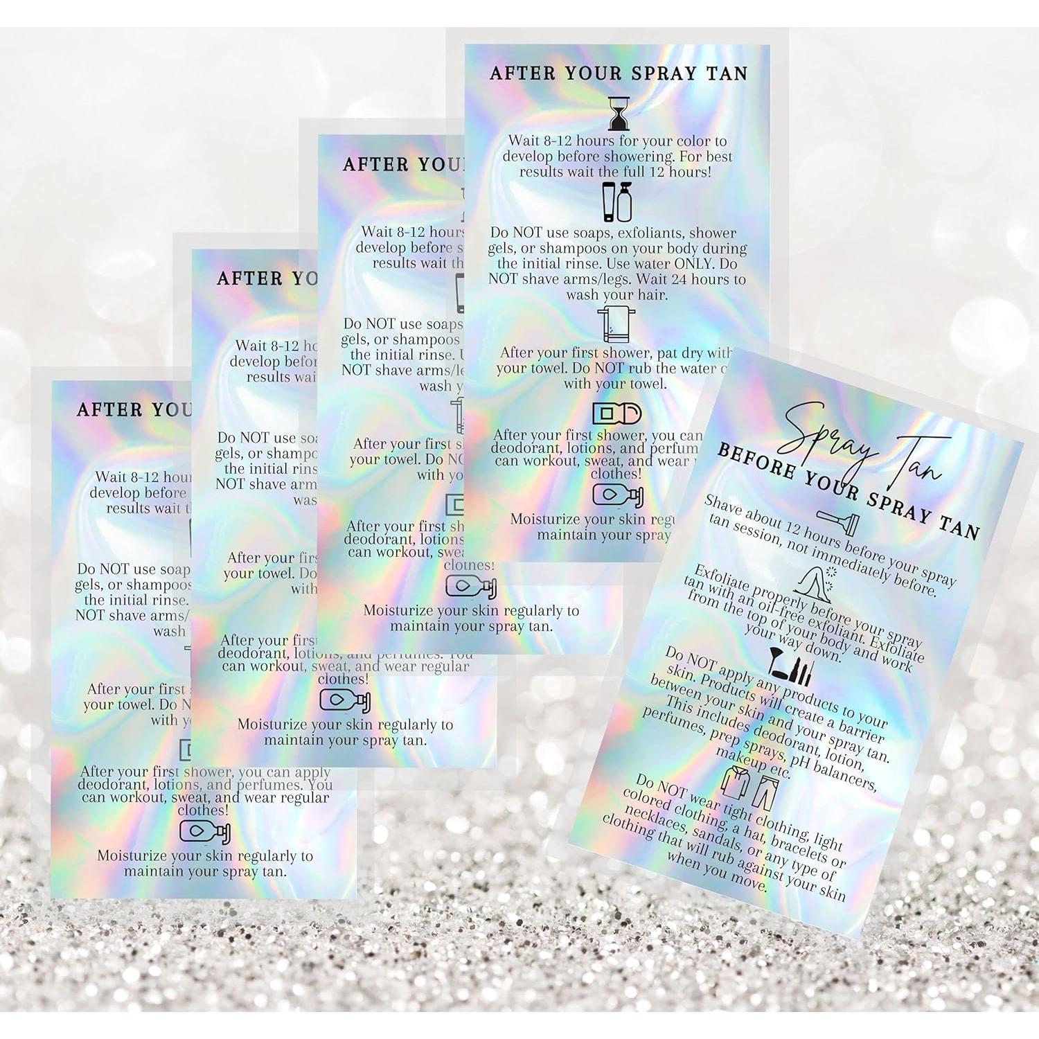 Tarjetas Instrucciones Bronceado Spray Lashicorn 50 Unidades