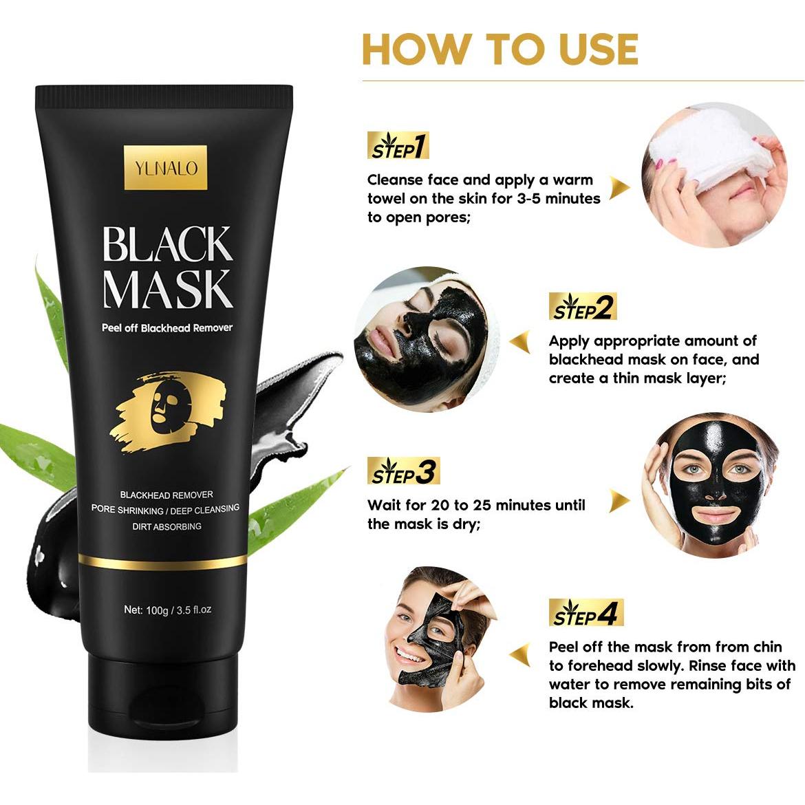 Kit de Máscara Facial Peel Off YLNALO Carbón Activado 103.5 ml