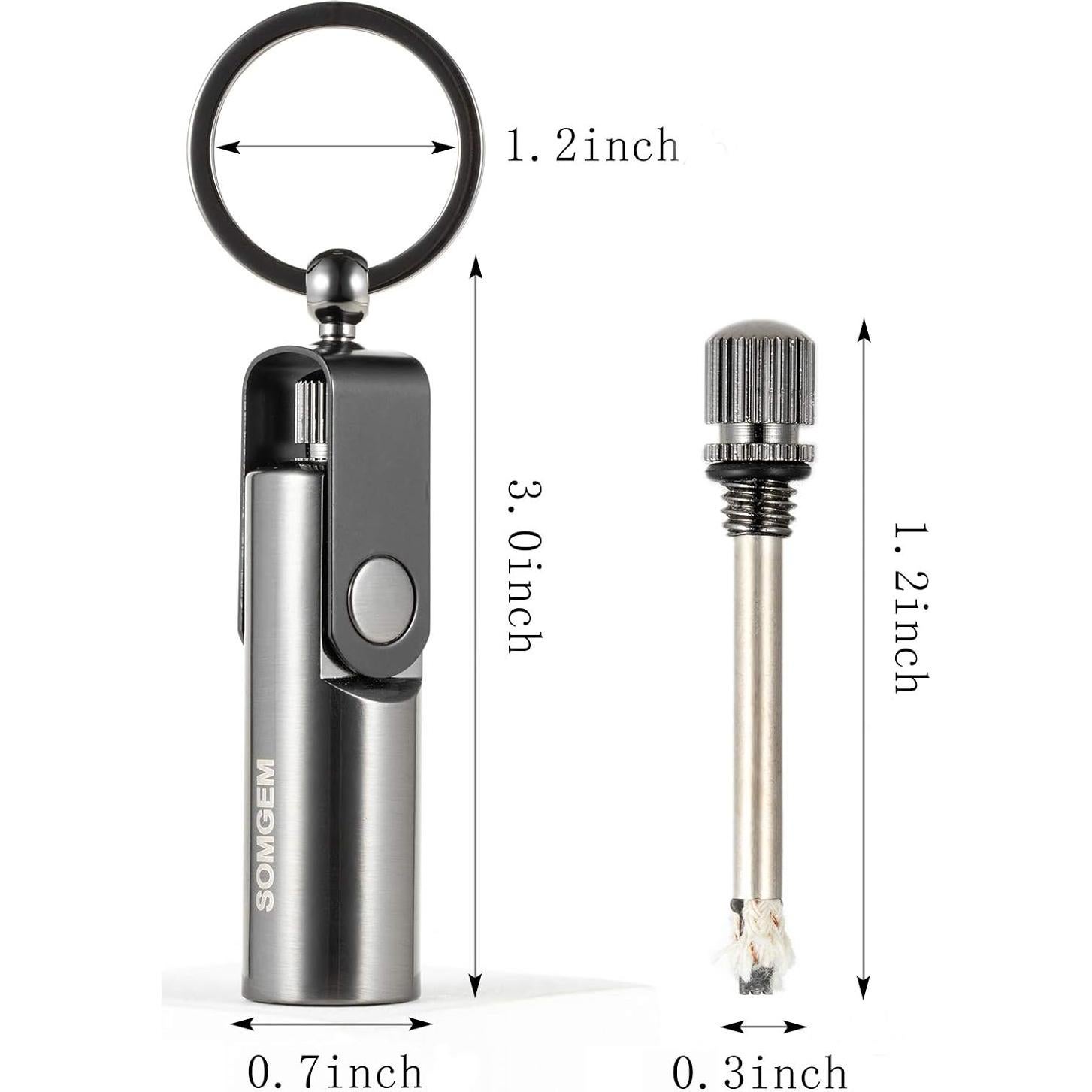 Encendedor Permanente SOMGEM Llavero 2 Piezas Impermeable