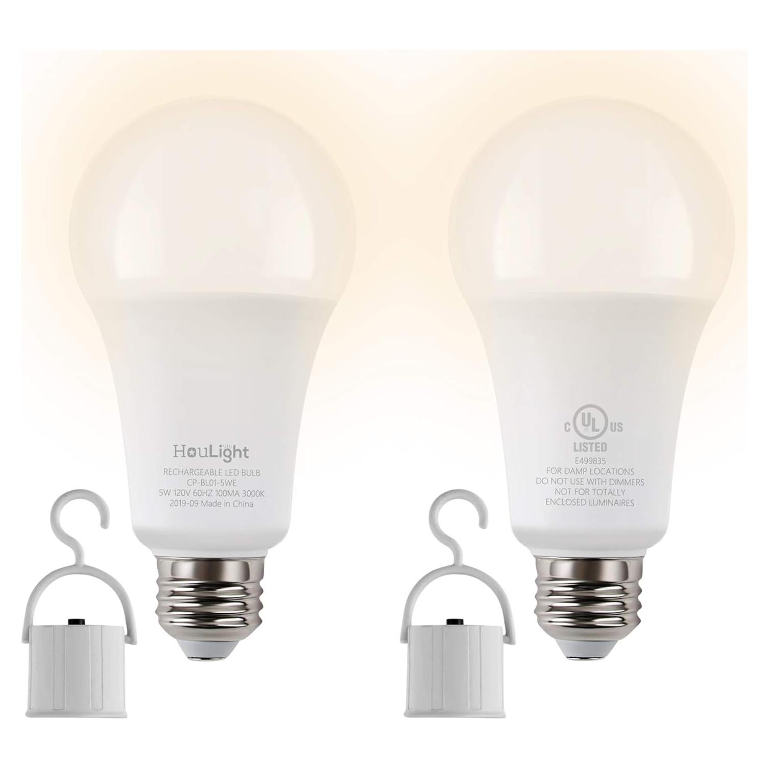 Bombillas LED de Emergencia Recargables HouLight 5W 3000K 2-Pack