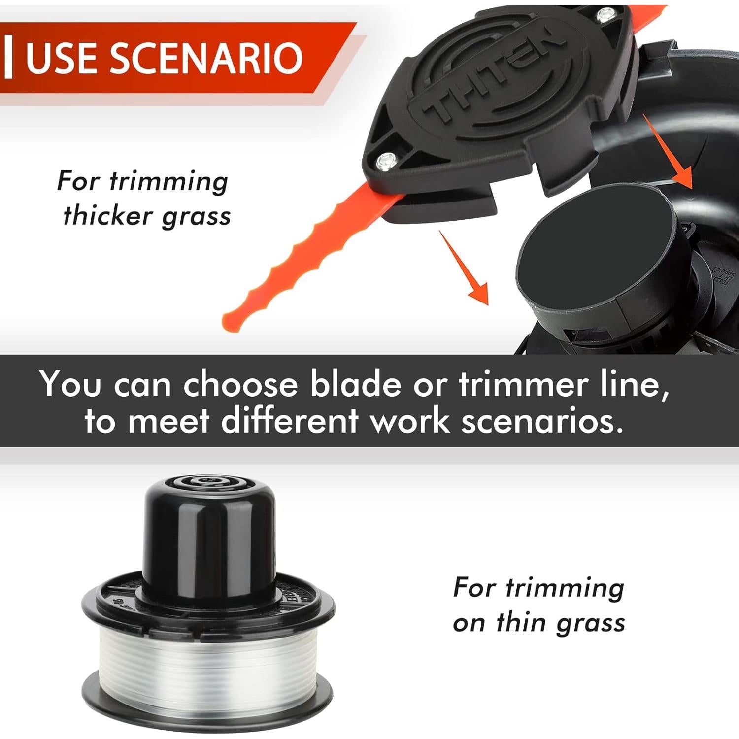 THTEN RS-136 Trimmer Blades Head Replacement Spool 20ft 0.065" RS-136-BKP Compatible with Black Decker CST800 GE600 ST1000 ST200 ST300 ST3000 ST400 ST4000 ST4400 ST4500 ST5000 ST6800 String Trimmer