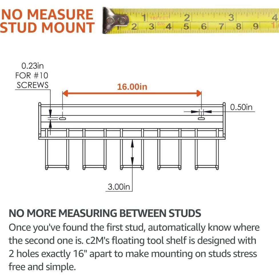 Estante Flotante C2M de Acero Compacto para Garaje 45.36 kg