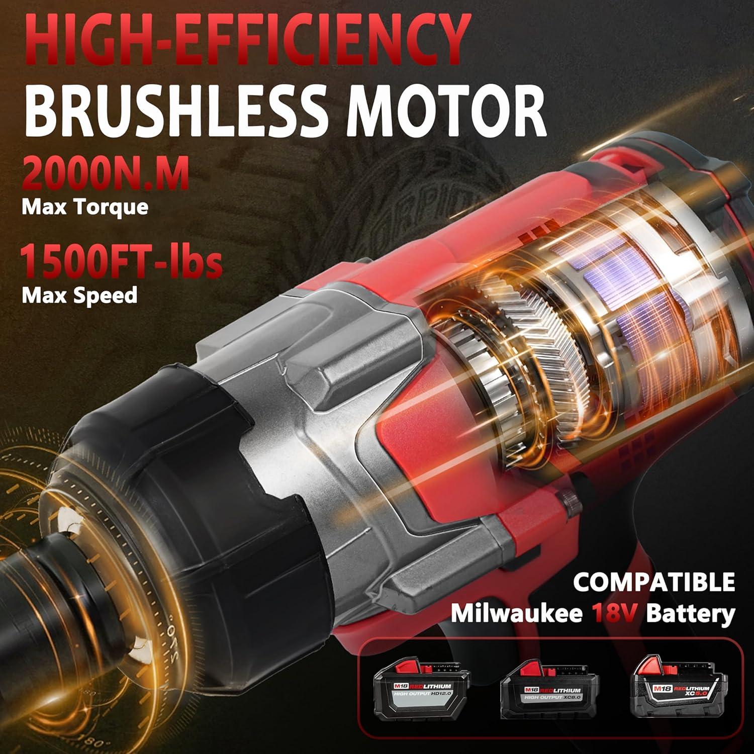 Llave de impacto inalámbrica 3/4" Srhvfuyr 1500FT-LBS 18V