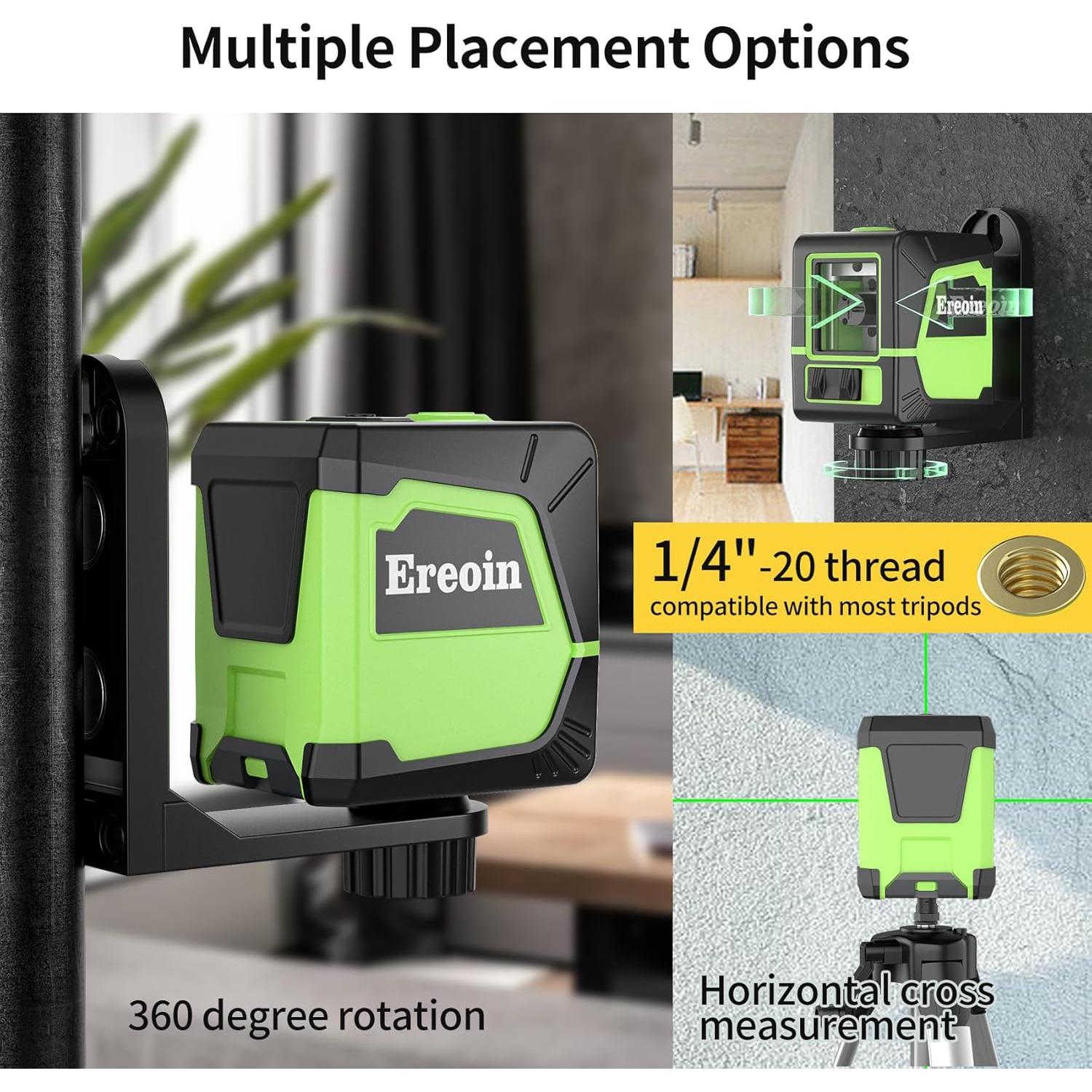 Nivel láser automático Ereoin verde con líneas 360° IP54