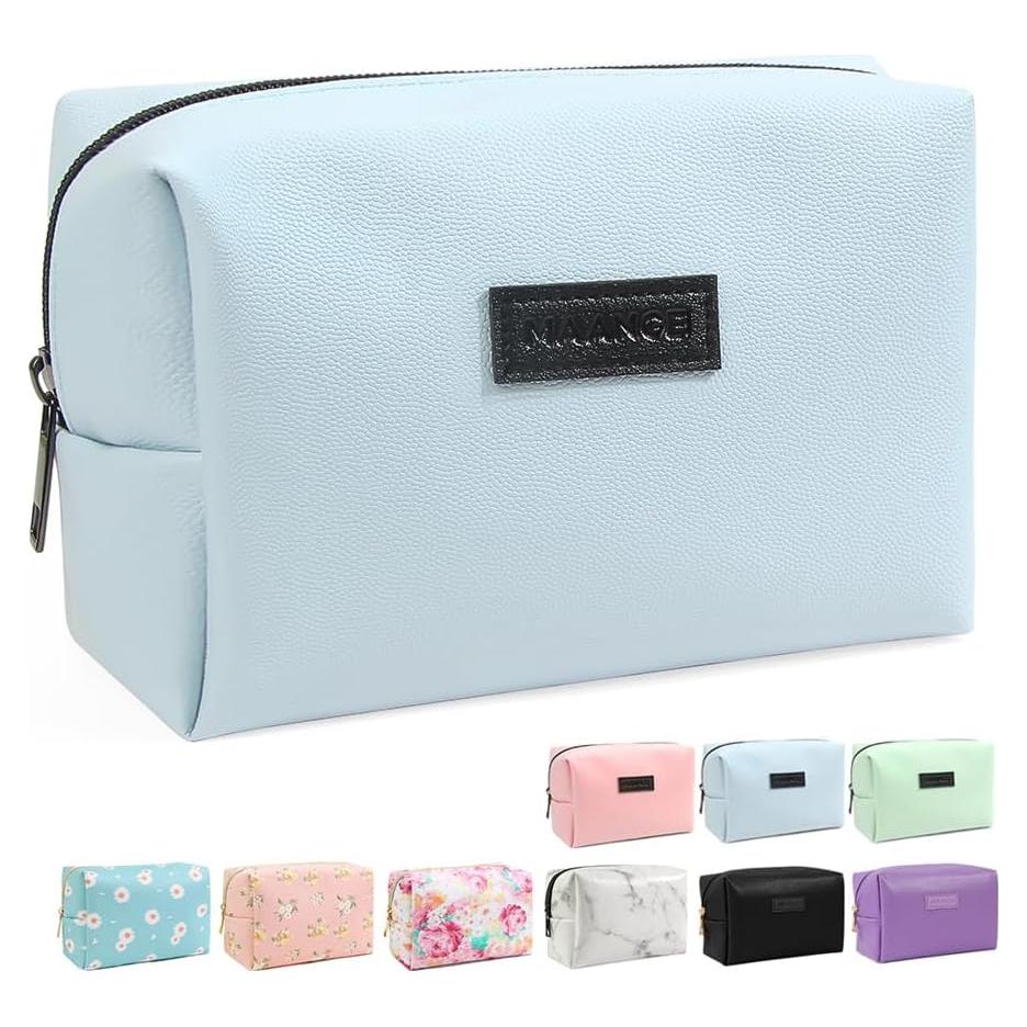 Estuche de Maquillaje MAANGE Azul de Cuero PU Portátil 17x8.4x12.4cm