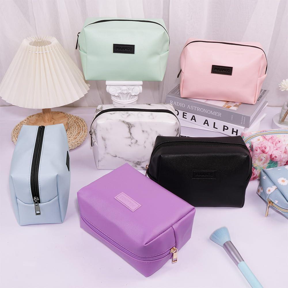 Estuche de Maquillaje MAANGE Azul de Cuero PU Portátil 17x8.4x12.4cm