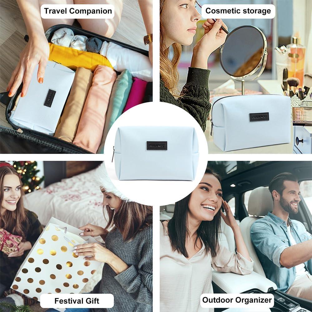 Estuche de Maquillaje MAANGE Azul de Cuero PU Portátil 17x8.4x12.4cm