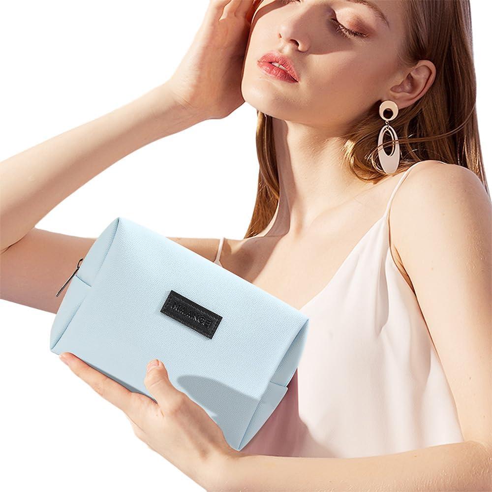 Estuche de Maquillaje MAANGE Azul de Cuero PU Portátil 17x8.4x12.4cm