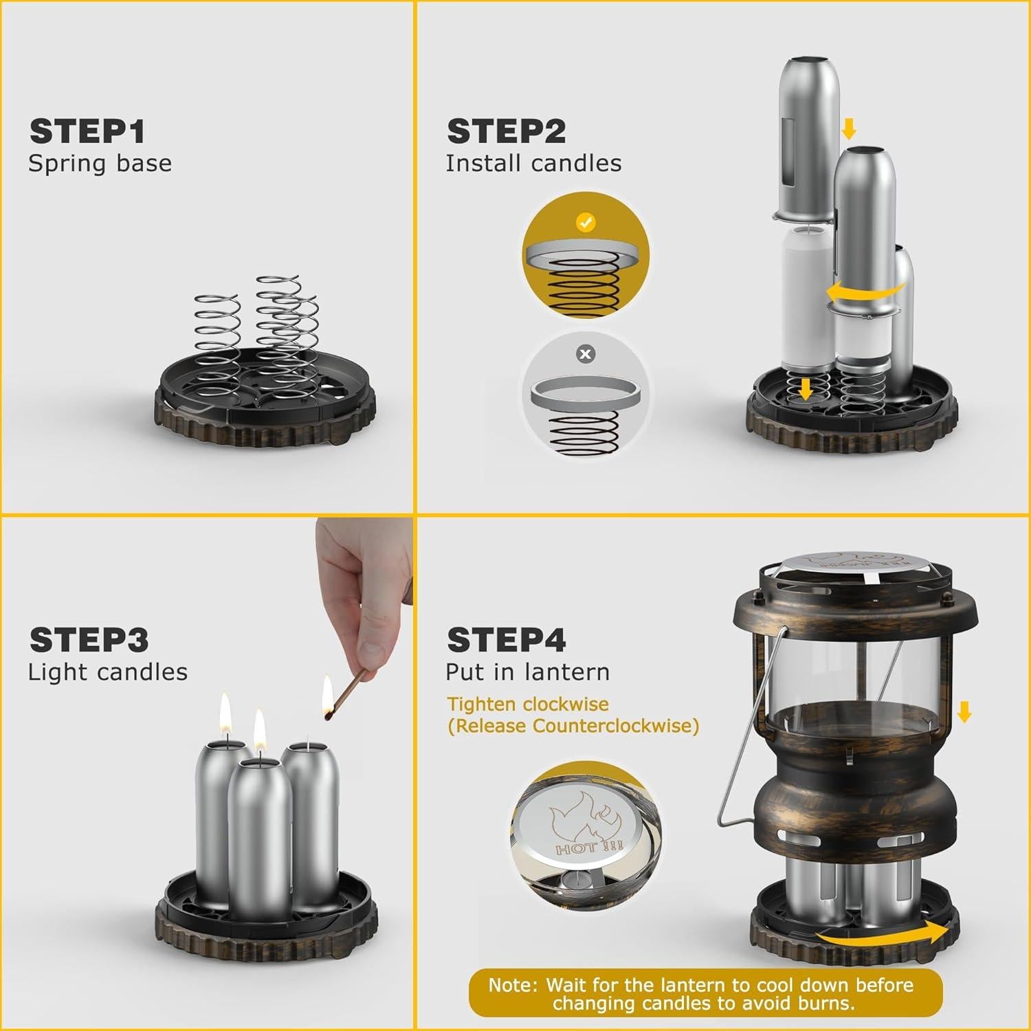 Linterna de Emergencia Vintage NOMFIX con 3 Velas - 18h Quema