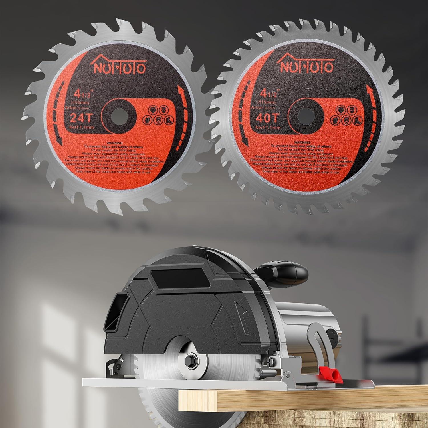 Paquete de 4 Hojas de Sierra Circular NUTTUTO 115mm 24T y 40T