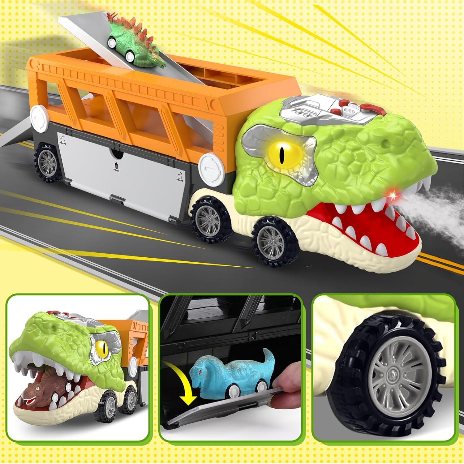 Juguete de Dinosaurio SpringFlower 11 en 1 con Camión y Coches