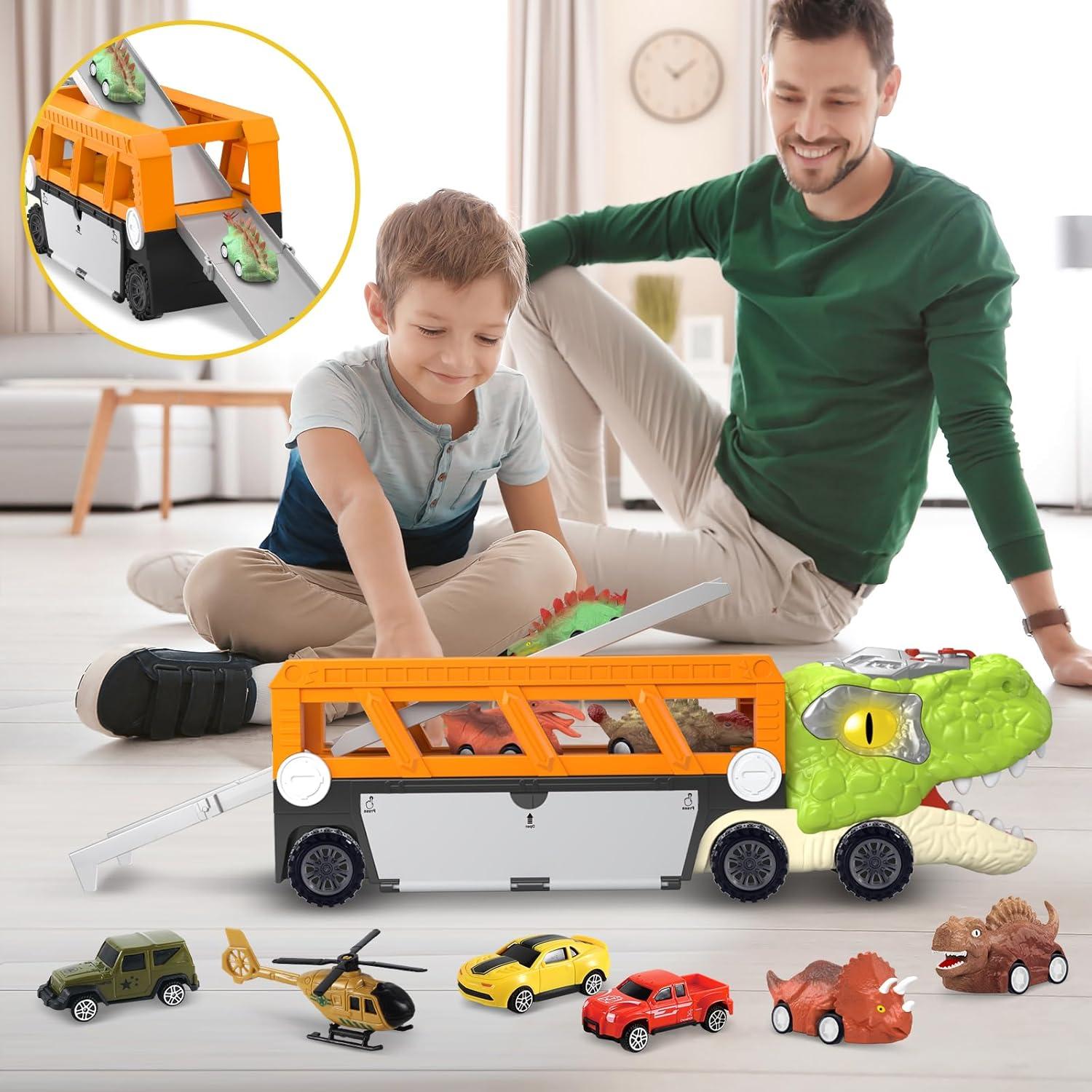 Juguete de Dinosaurio SpringFlower 11 en 1 con Camión y Coches