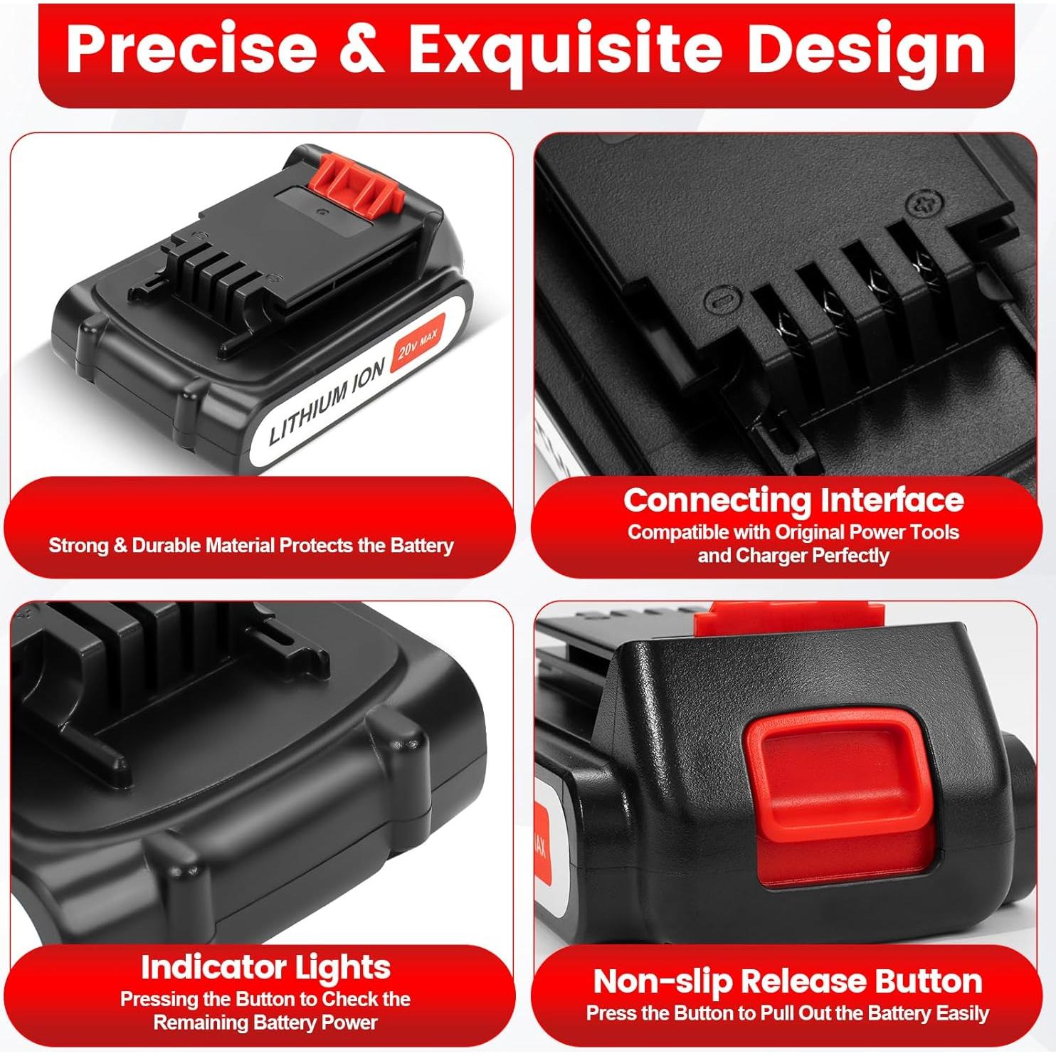 Batería de Ión de Litio 20V 3000mAh Ostaimer para Black & Decker