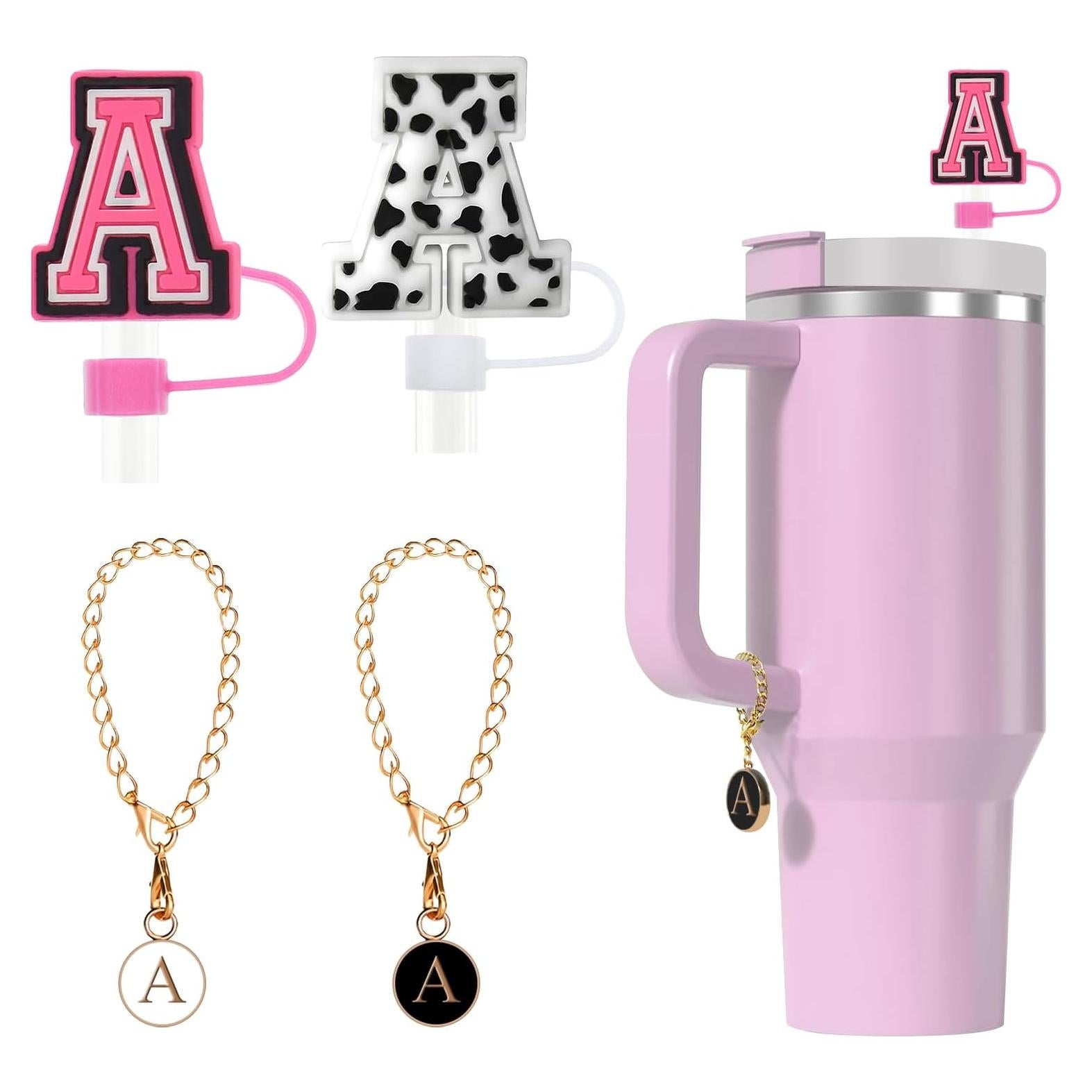 Cubiertas de Paja Fmeida 10mm con Letra Inicial A - 4 Piezas