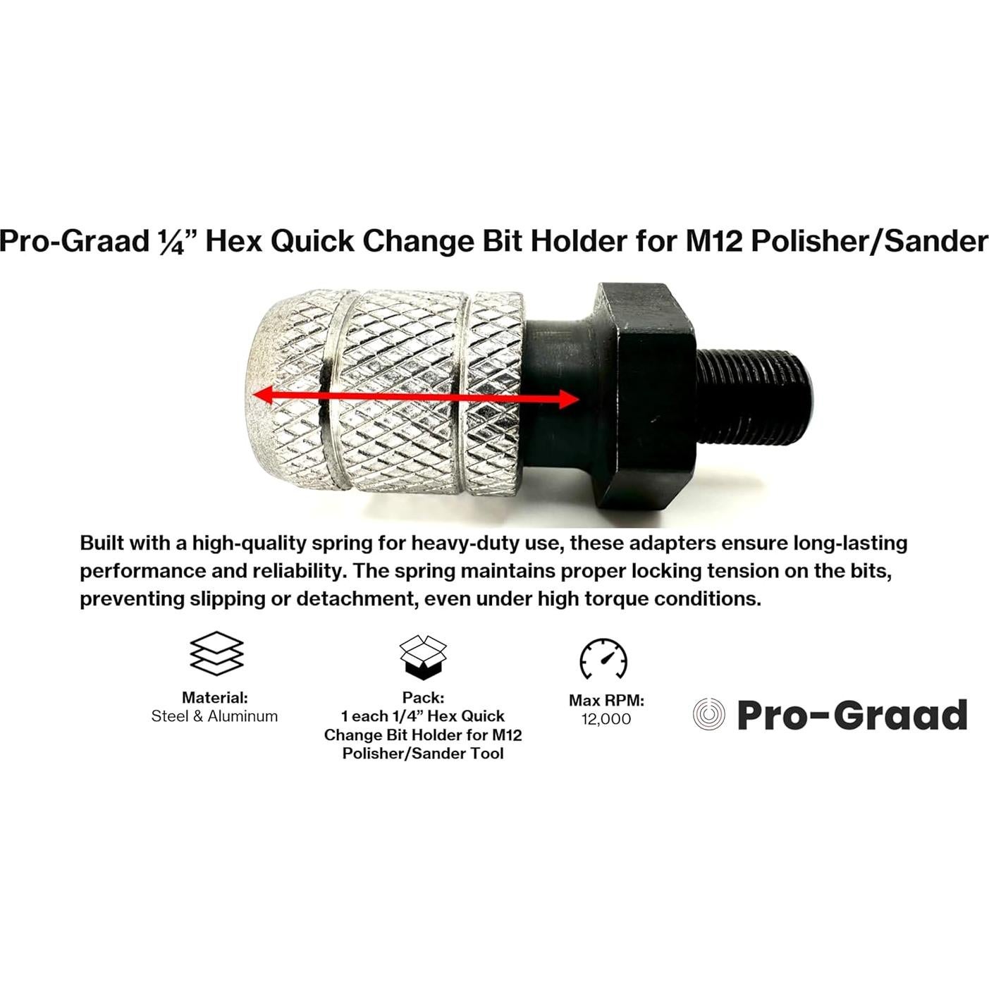 Adaptador de Cambio Rápido Pro-Graad 1/4" para Milwaukee M12