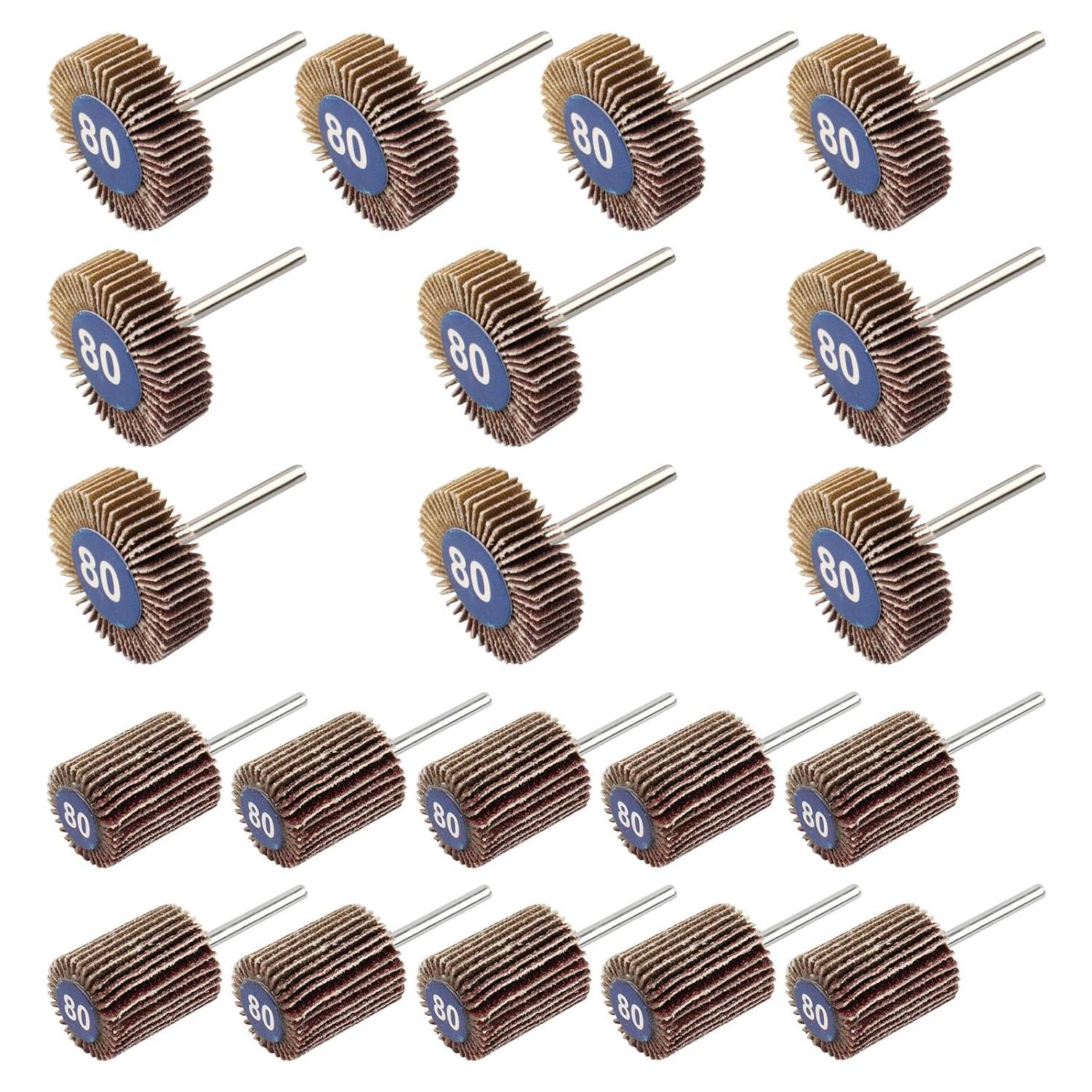 Juego de Lijadoras de Rueda de Aleta 20 Pcs Mixiflor 80 Granos